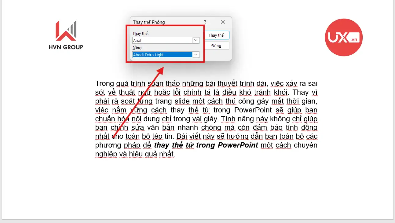 Thay thế phông trong Ppt