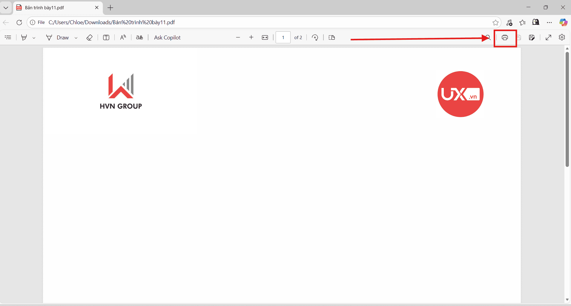 Thực hiện in ấn file PDF