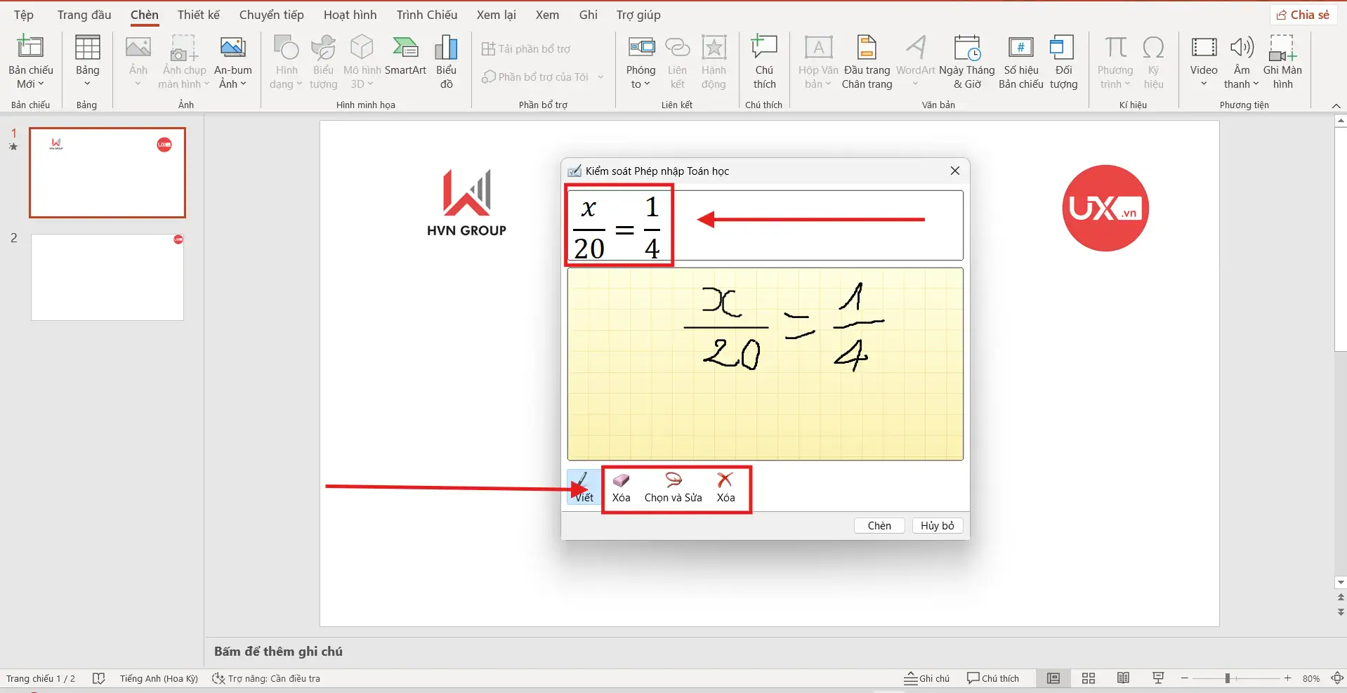 Viết tay phương trình trong PowerPoint