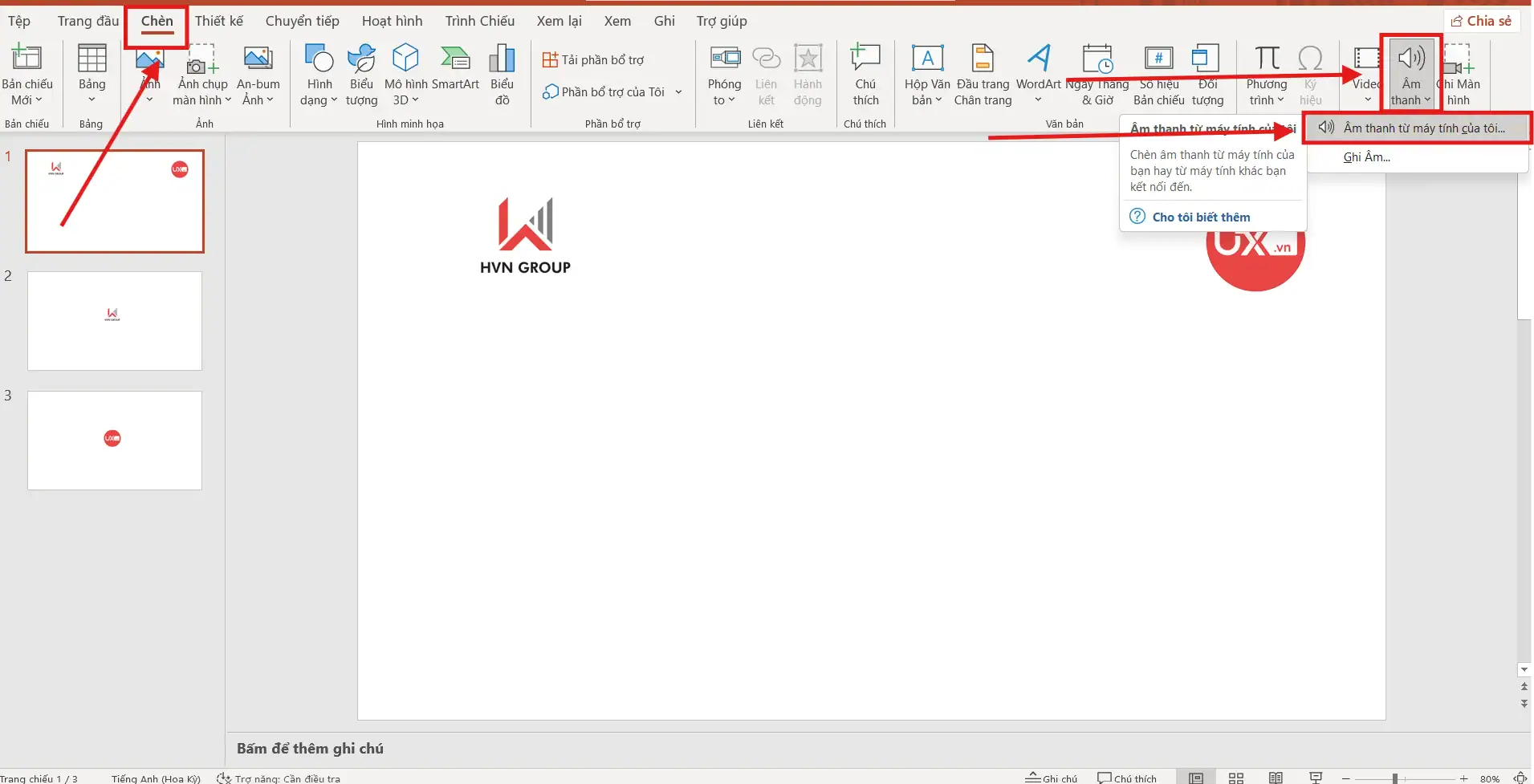Ẩn biểu tượng loa trong PowerPoint
