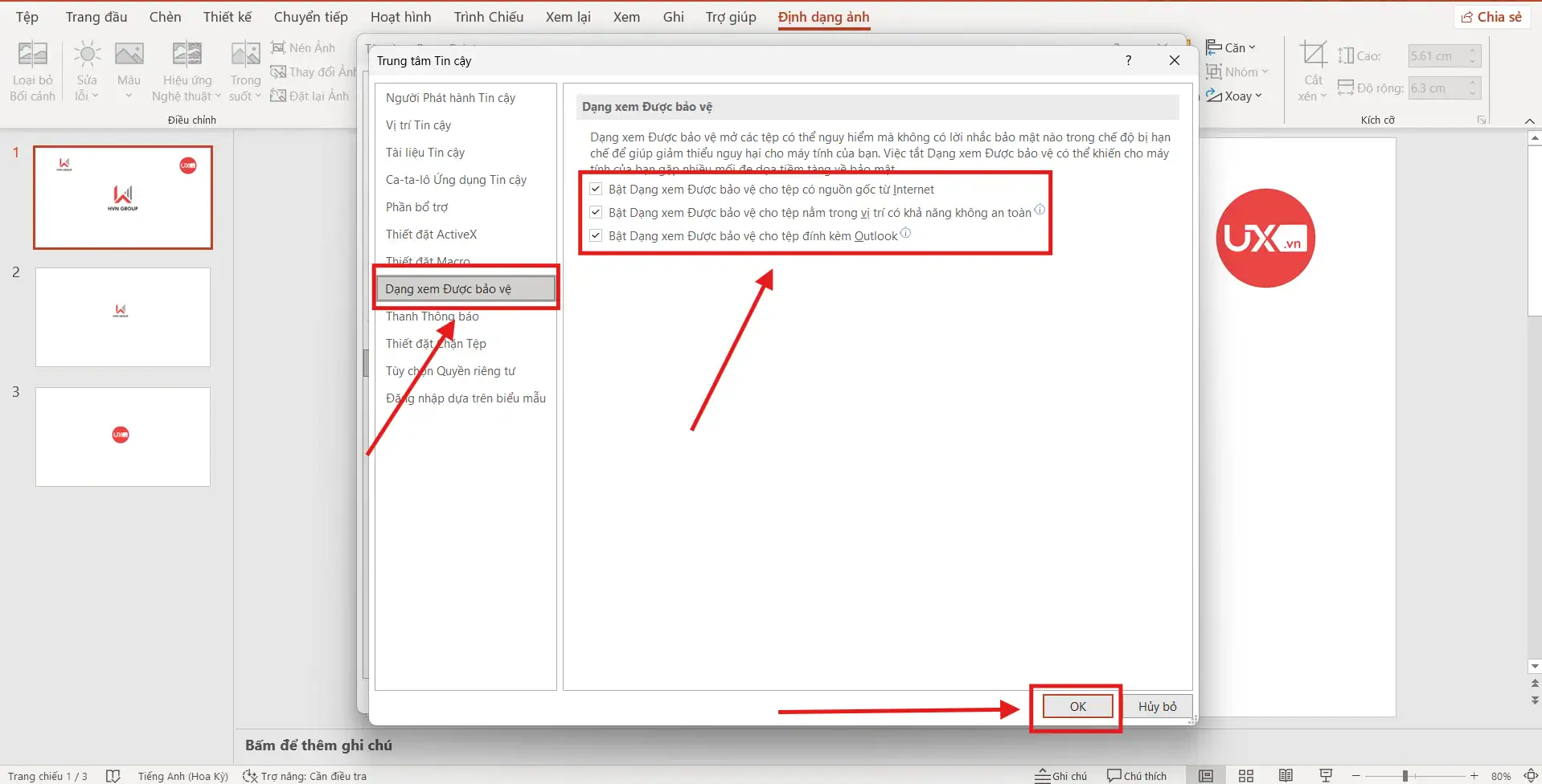 Bật chế dộ Protected view trong PowerPoint