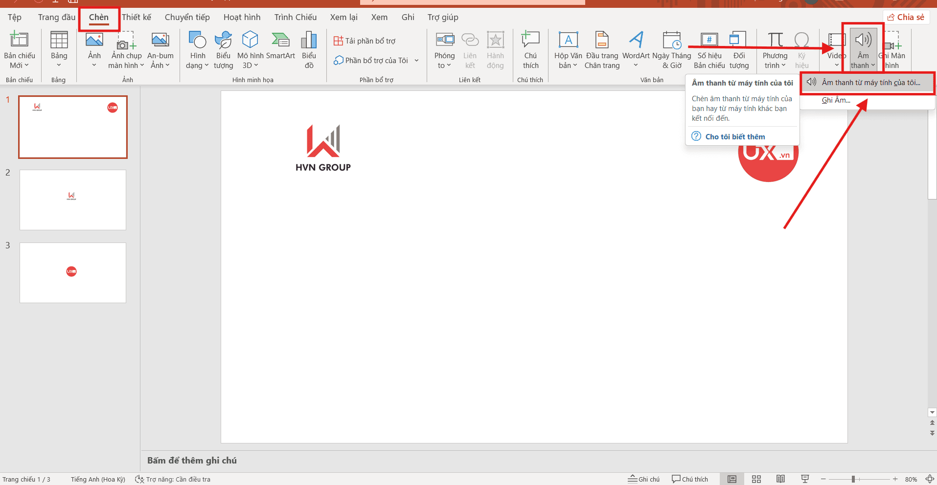 Chèn tiếng vỗ tay trong PowerPoint