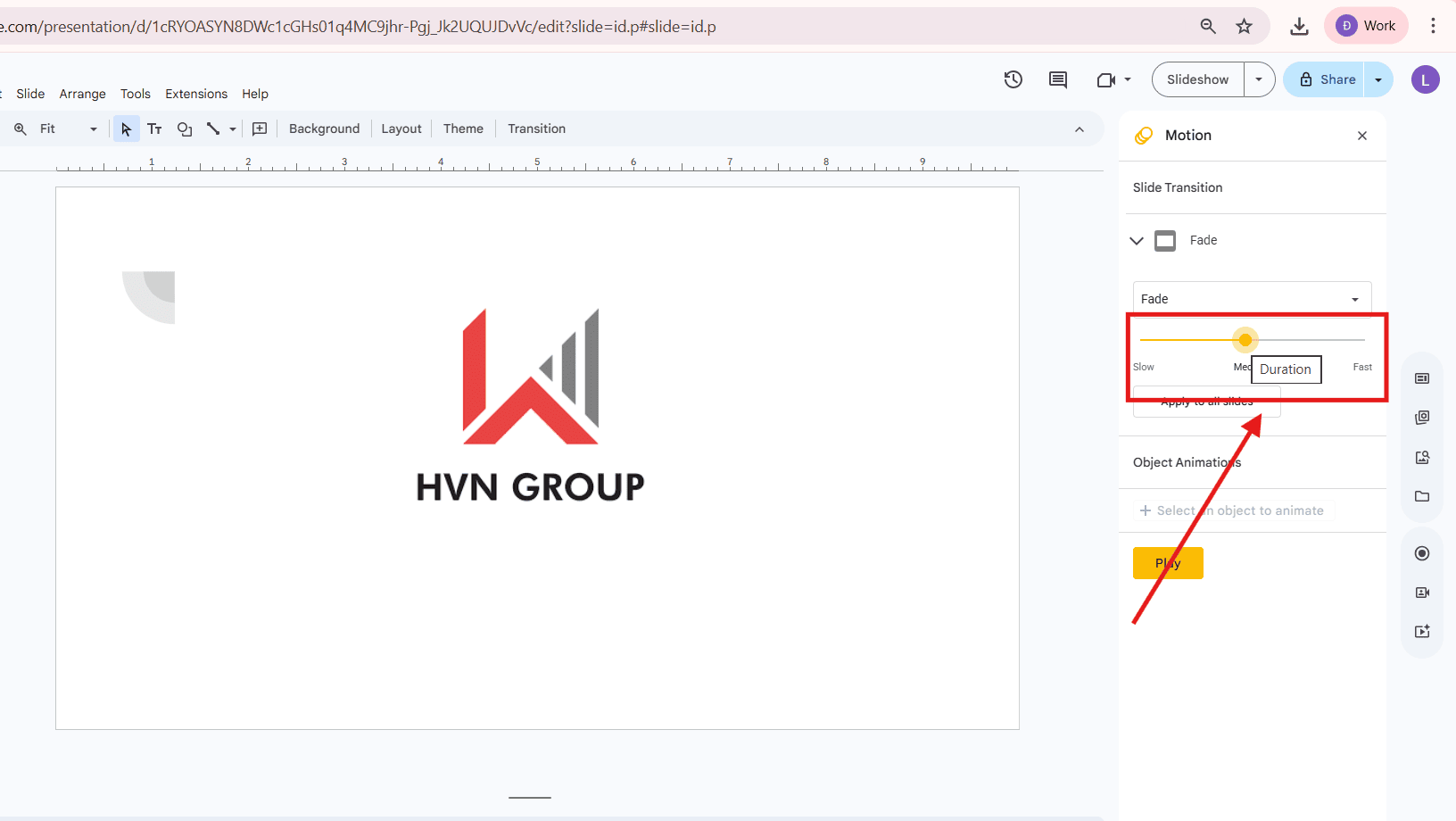 Thêm hiệu ứng chuyển tiếp trong Google Slides giúp slide chuyên nghiệp hơn 8 Điều chỉnh hiệu ứng chuyển tiếp trong Google slide