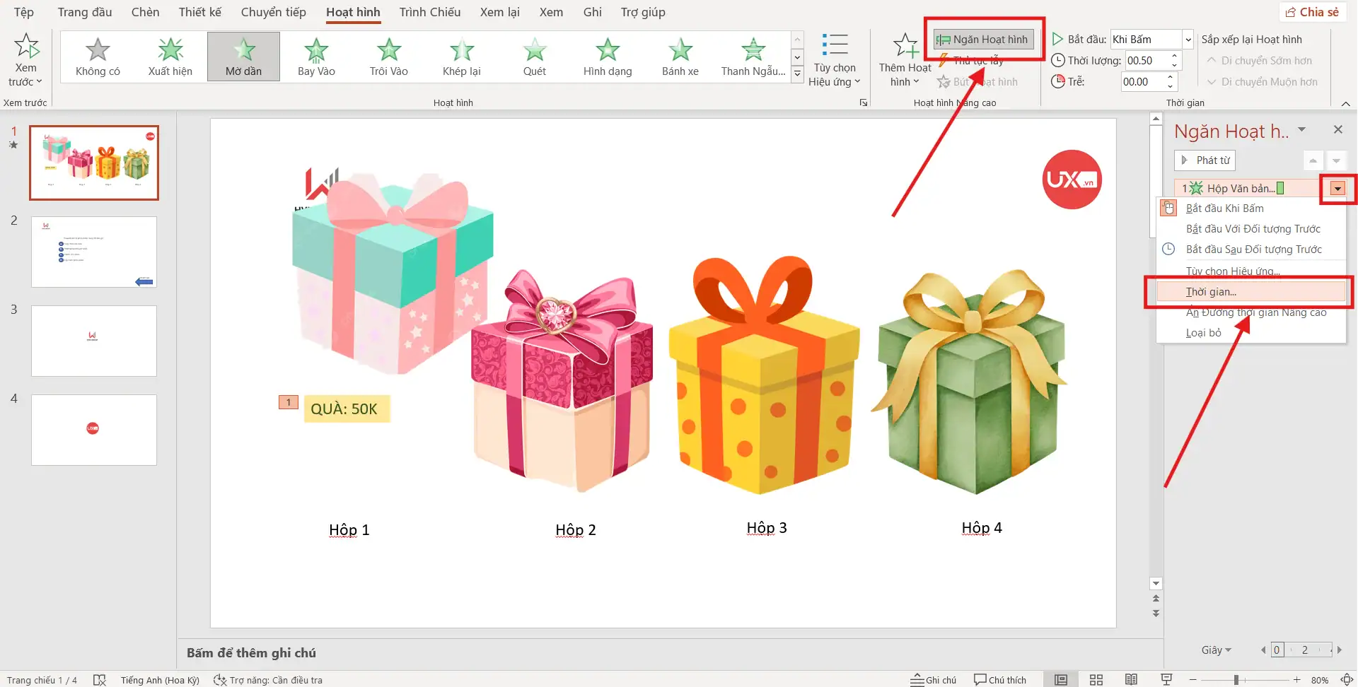 Điều chỉnh hiệu ứng quà