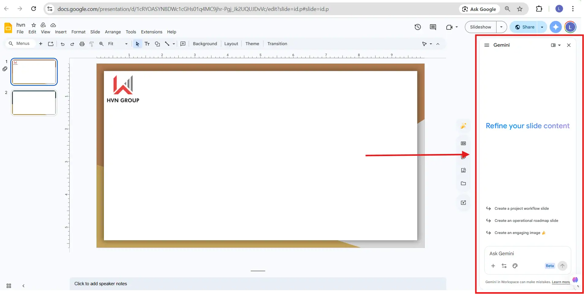 Gemini trong Google Slides: Cách sử dụng AI để tạo slide nhanh và chuyên nghiệp 7 Dùng Gemini tạo slide