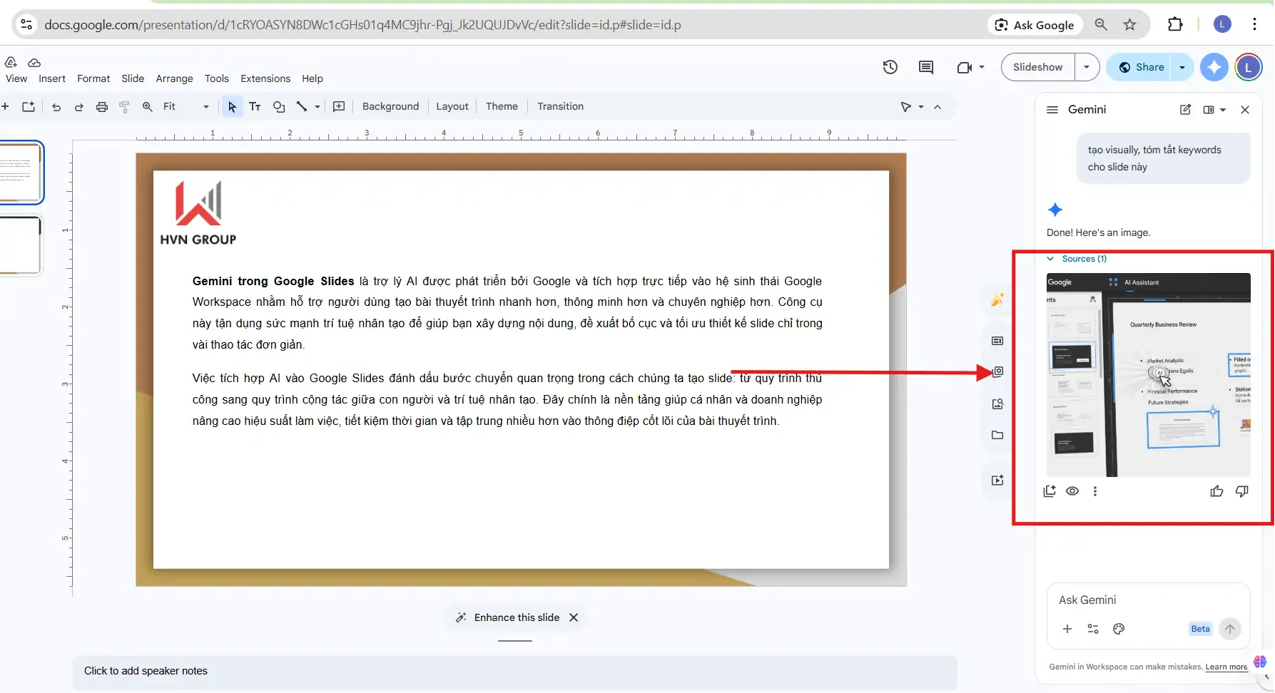 Gemini trong Google Slides: Cách sử dụng AI để tạo slide nhanh và chuyên nghiệp 11 Dùng Gemini trong google slide