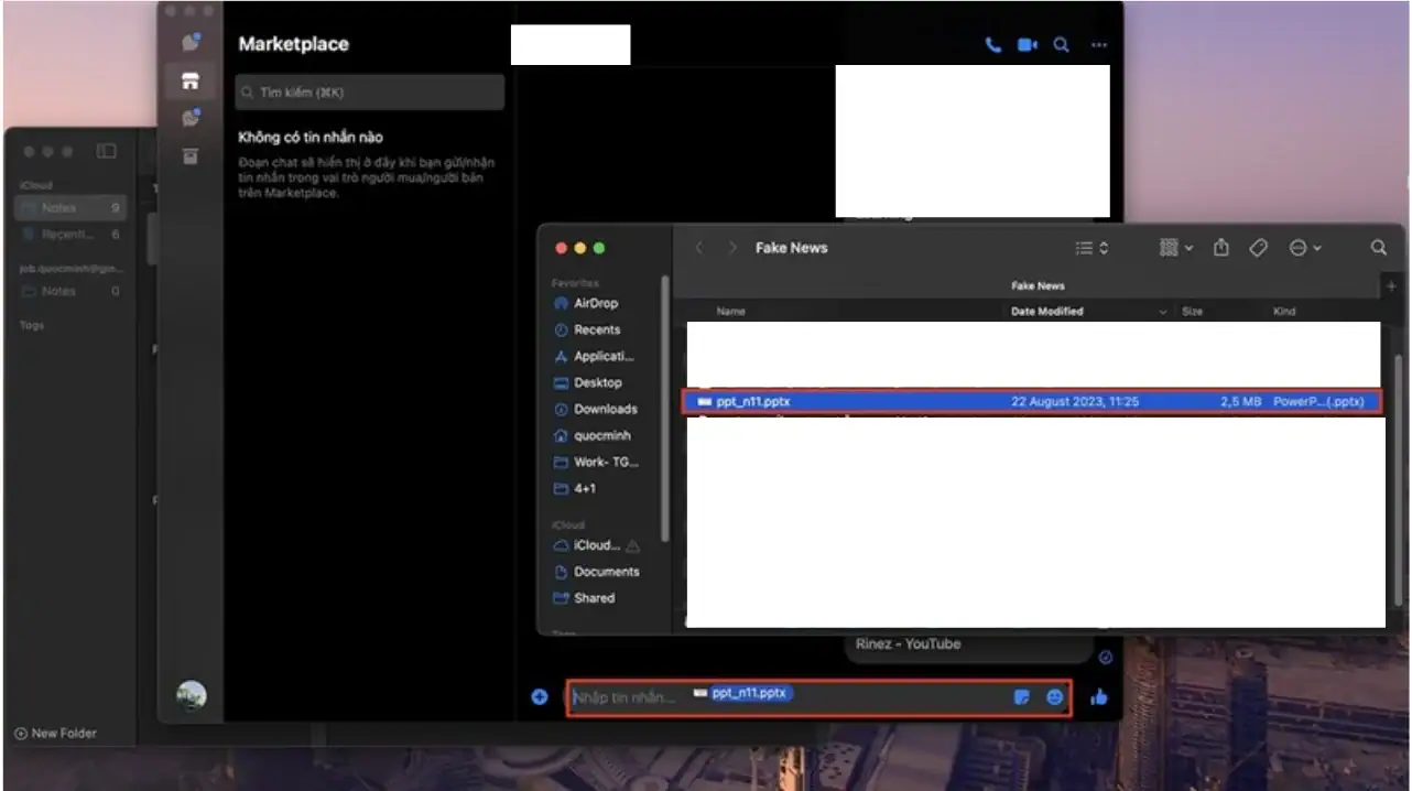 Gửi file PowerPoint qua Messenger Macbook