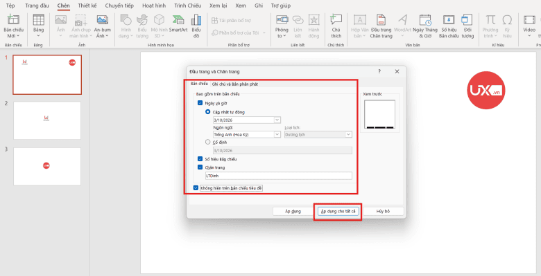 Cách tạo header và footer trong PowerPoint chuyên nghiệp