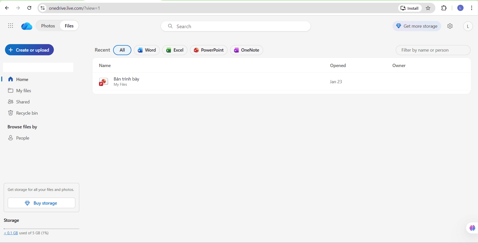 Khôi phục file trên OneDrive