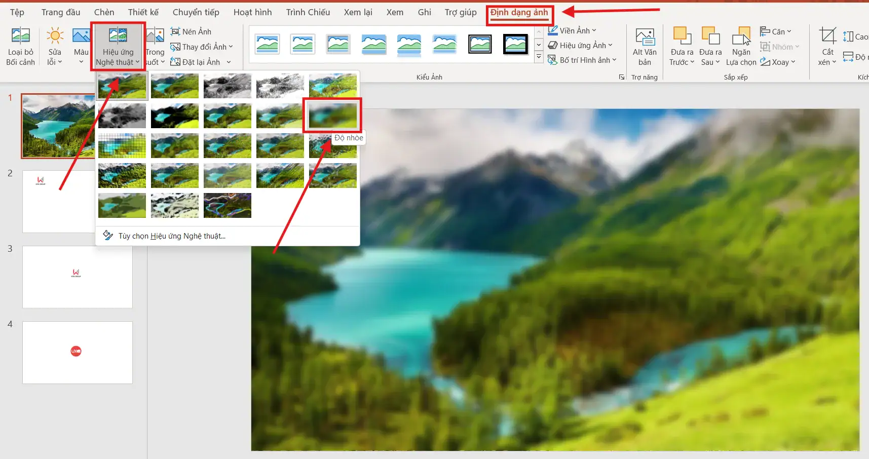 Làm mờ ảnh trong PowerPoint