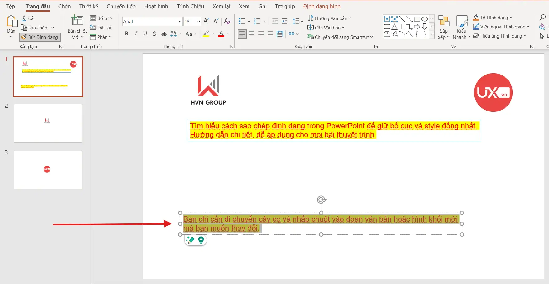 Sao chép định dạng trong Ppt
