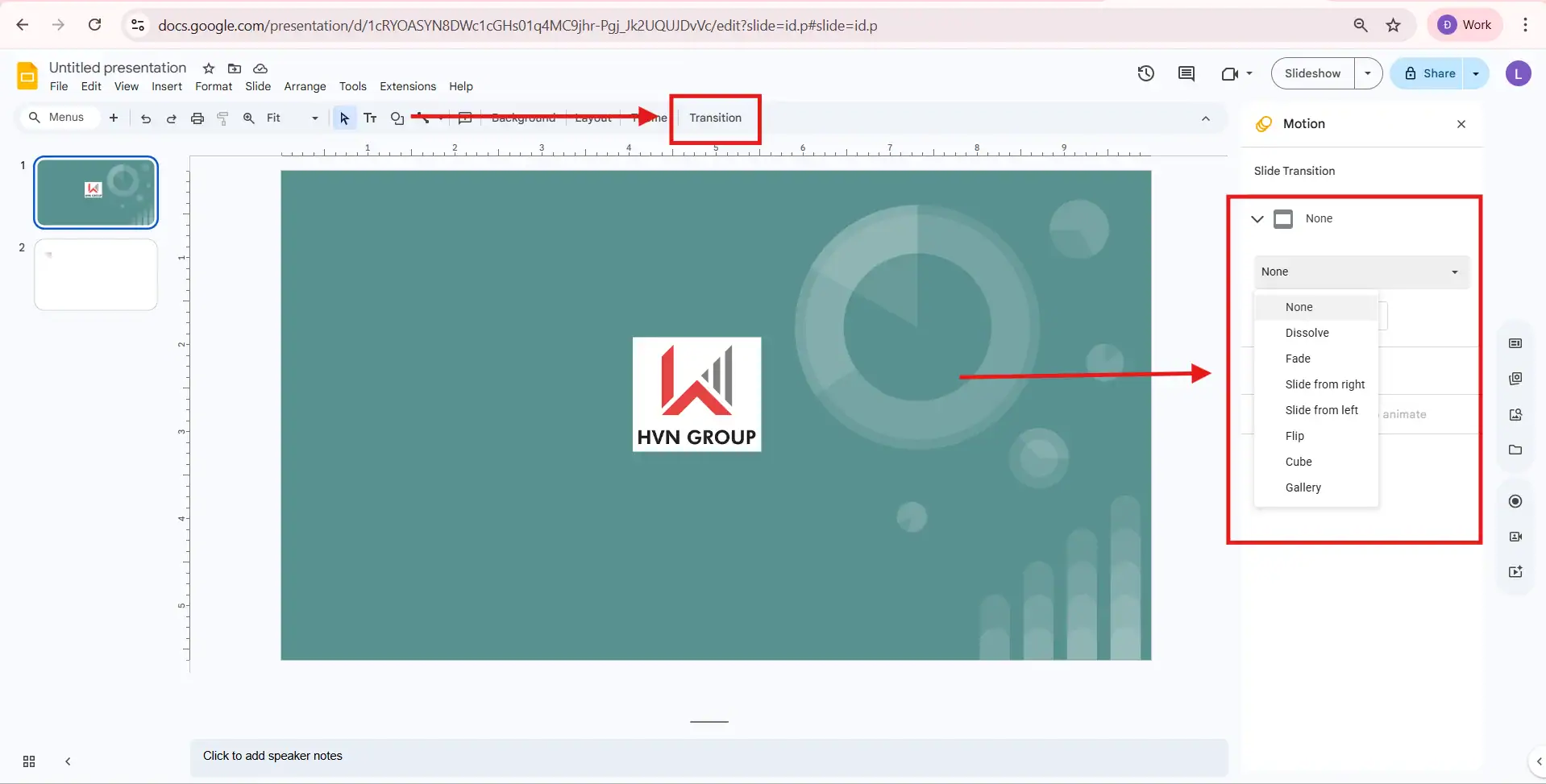 Slide trực tuyến trên Google slides