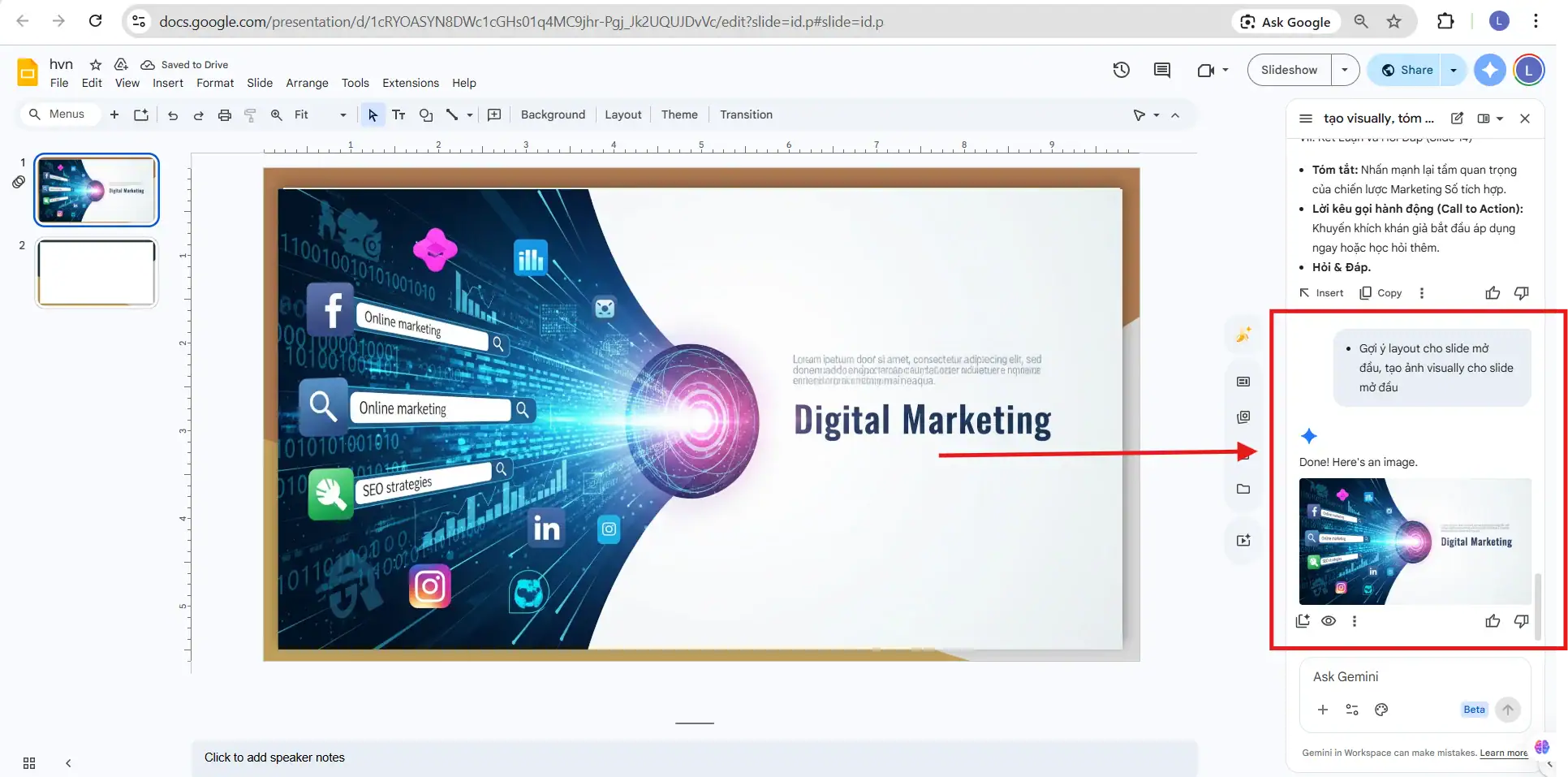 Gemini trong Google Slides: Cách sử dụng AI để tạo slide nhanh và chuyên nghiệp 9 Sử dụng Gemini tạo visually