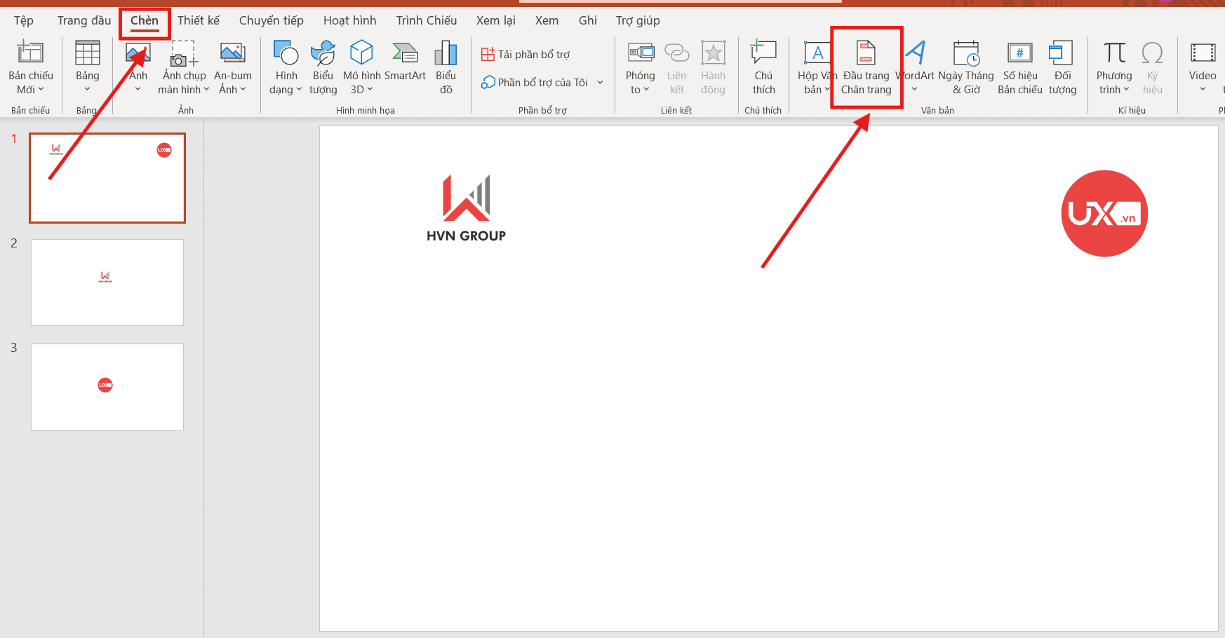Tạo header và footer trong PowerPoint