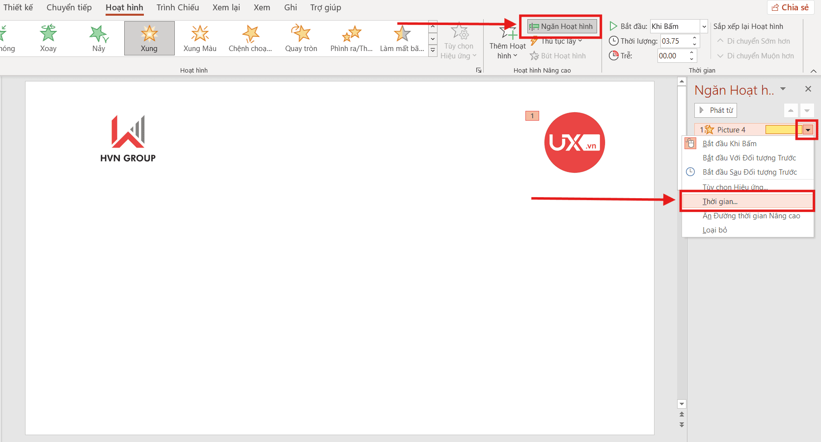 Tạo hiệu ứng nhấp nháy liên tục trong PowerPoint