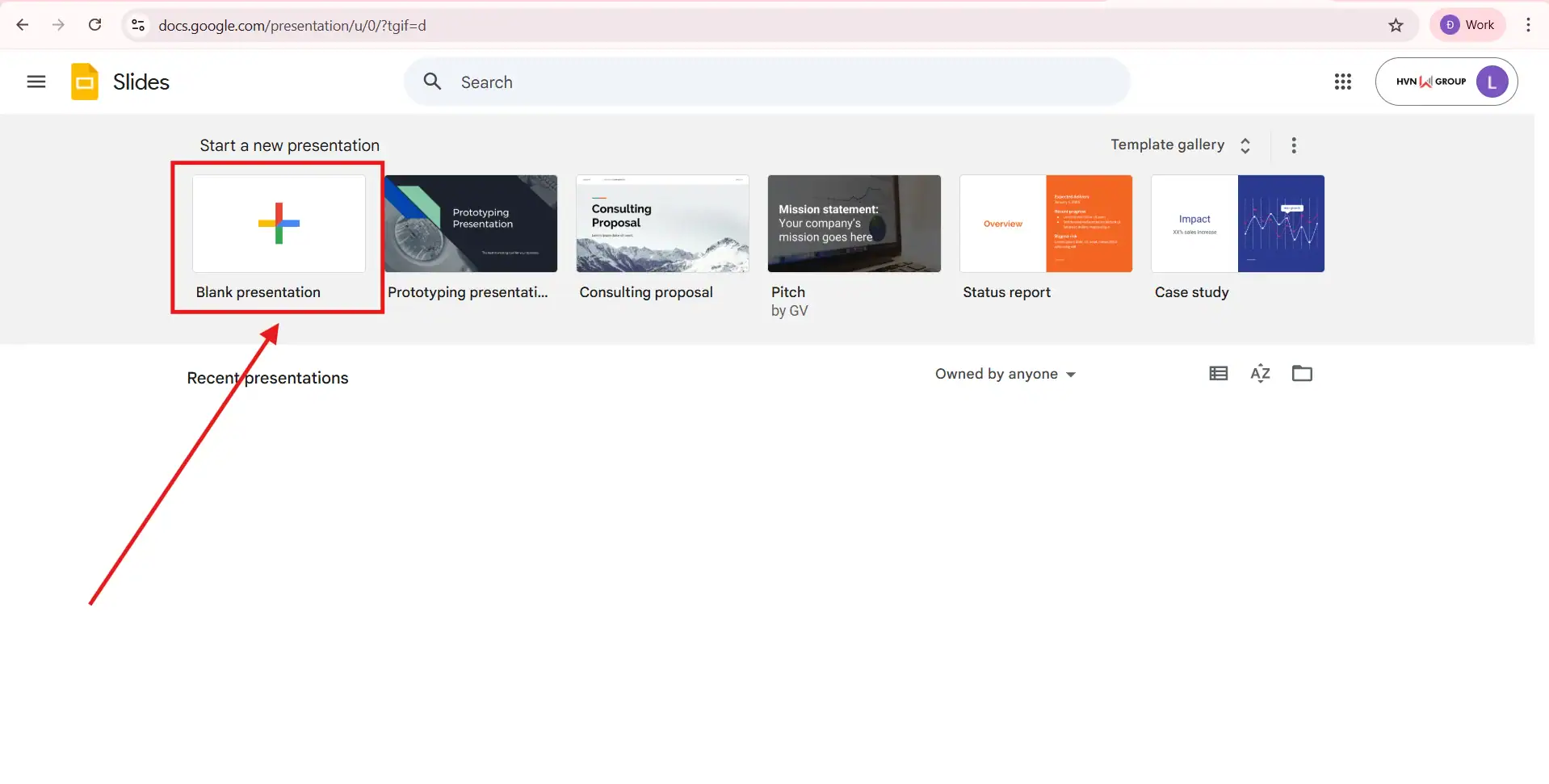 Tạo slide trên google slides