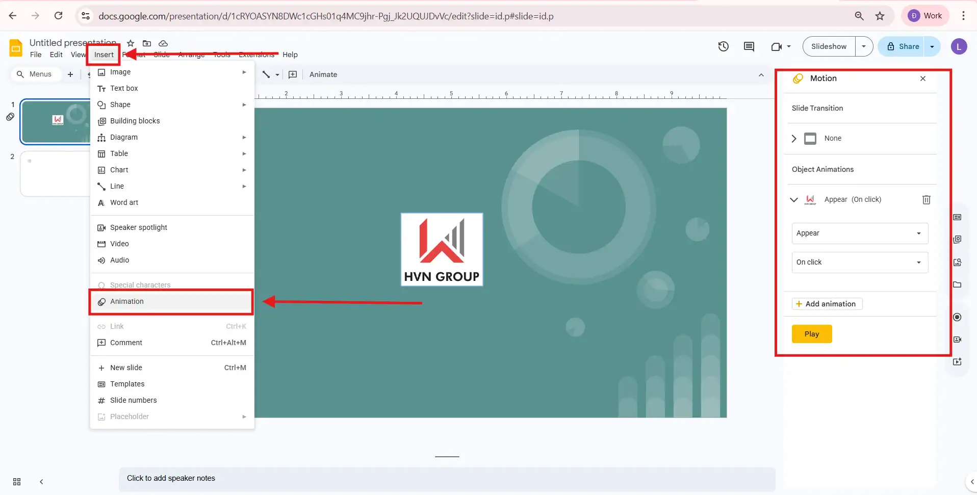 Tạo slide trực tuyến trên google slide