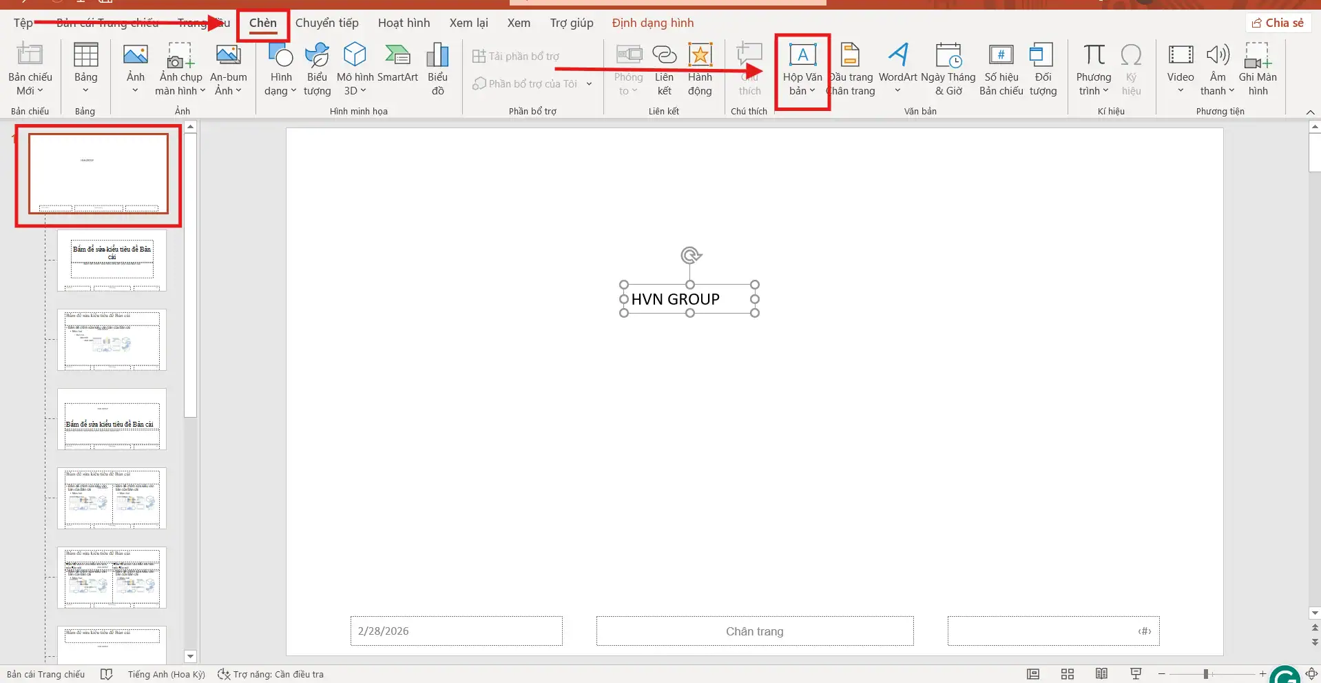 Tạo watermark bằng Slide Master