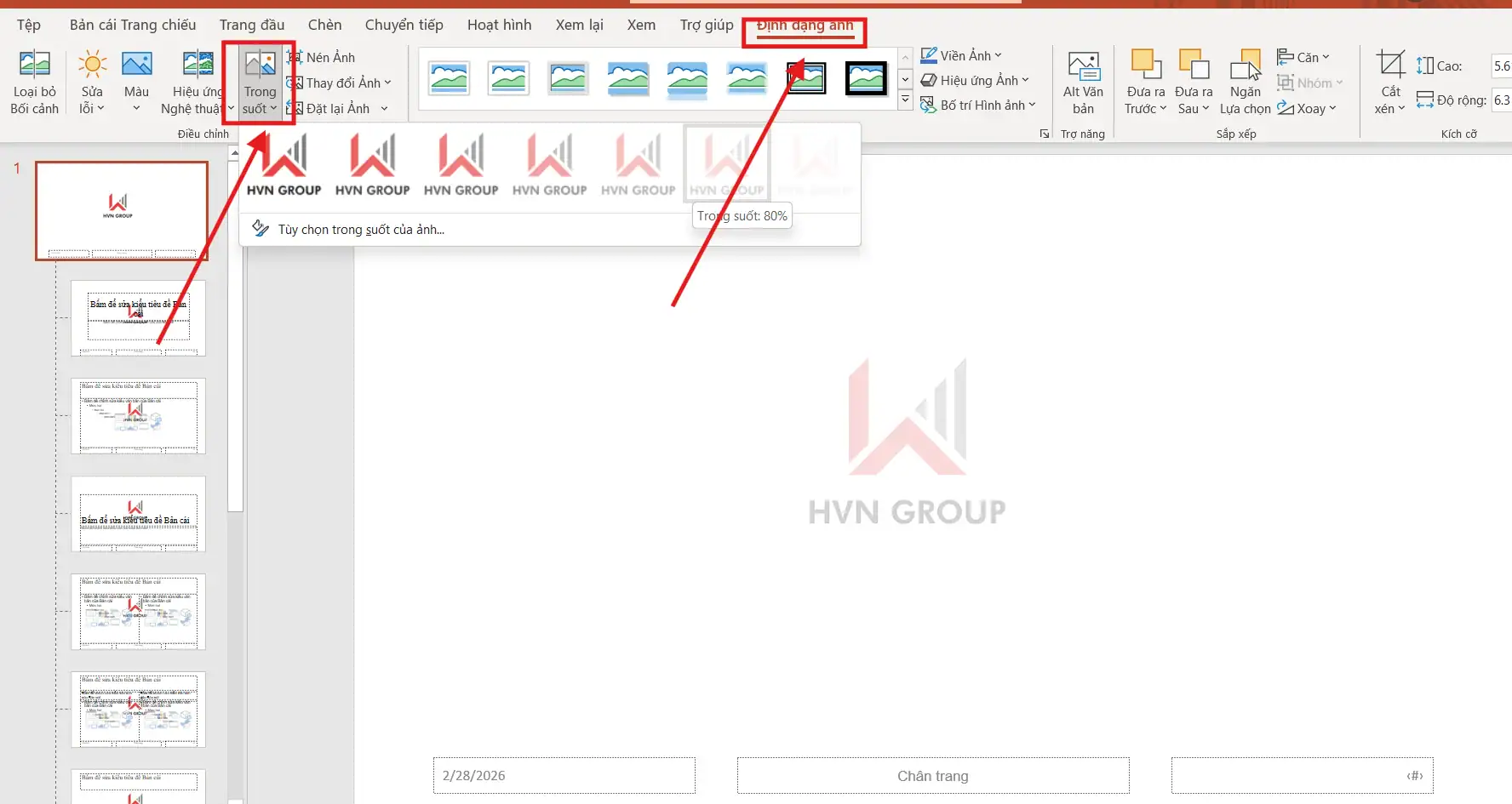 Tạo watermark trong Ppt