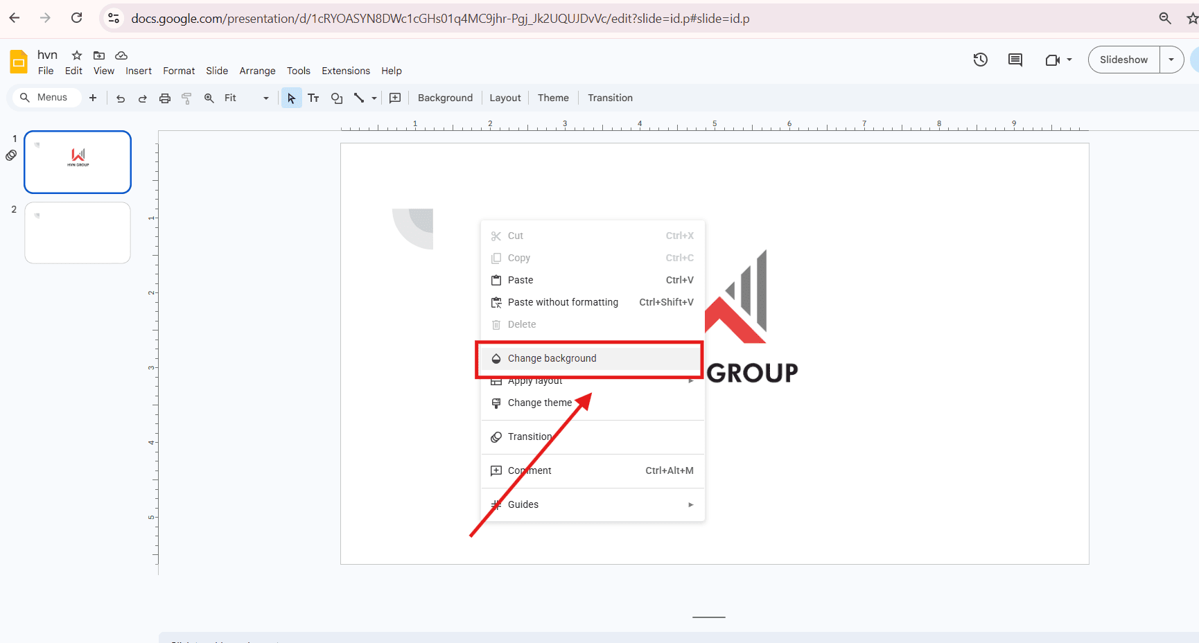 Cách bật Dark Mode trong Google Slides trên máy tính và điện thoại 15 Thay đổi hình nền đen