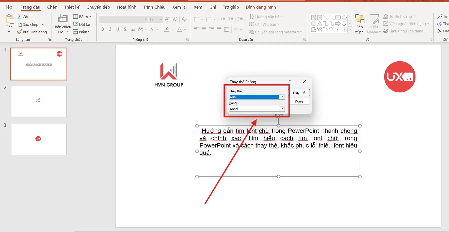 Thay thế font trong Ppt