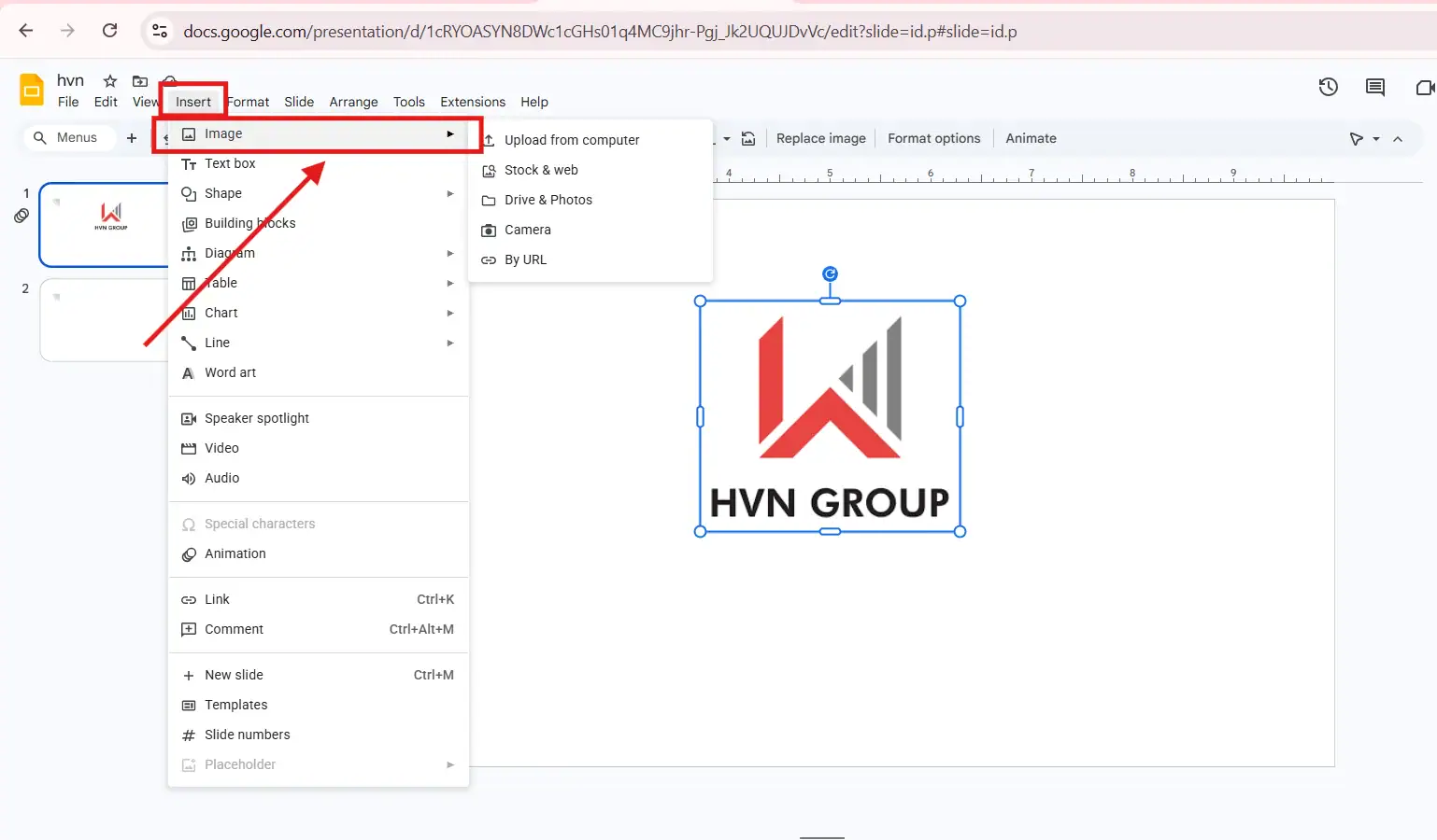 Chỉnh sửa ảnh trong Google Slides giúp slide đẹp và chuyên nghiệp hơn 7 Thêm ảnh vào google slides