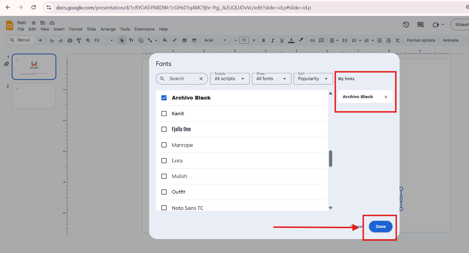 Thêm font chữ trong Google Slides: Hướng dẫn chi tiết và dễ thực hiện 8 Thêm font chữ trong google slides