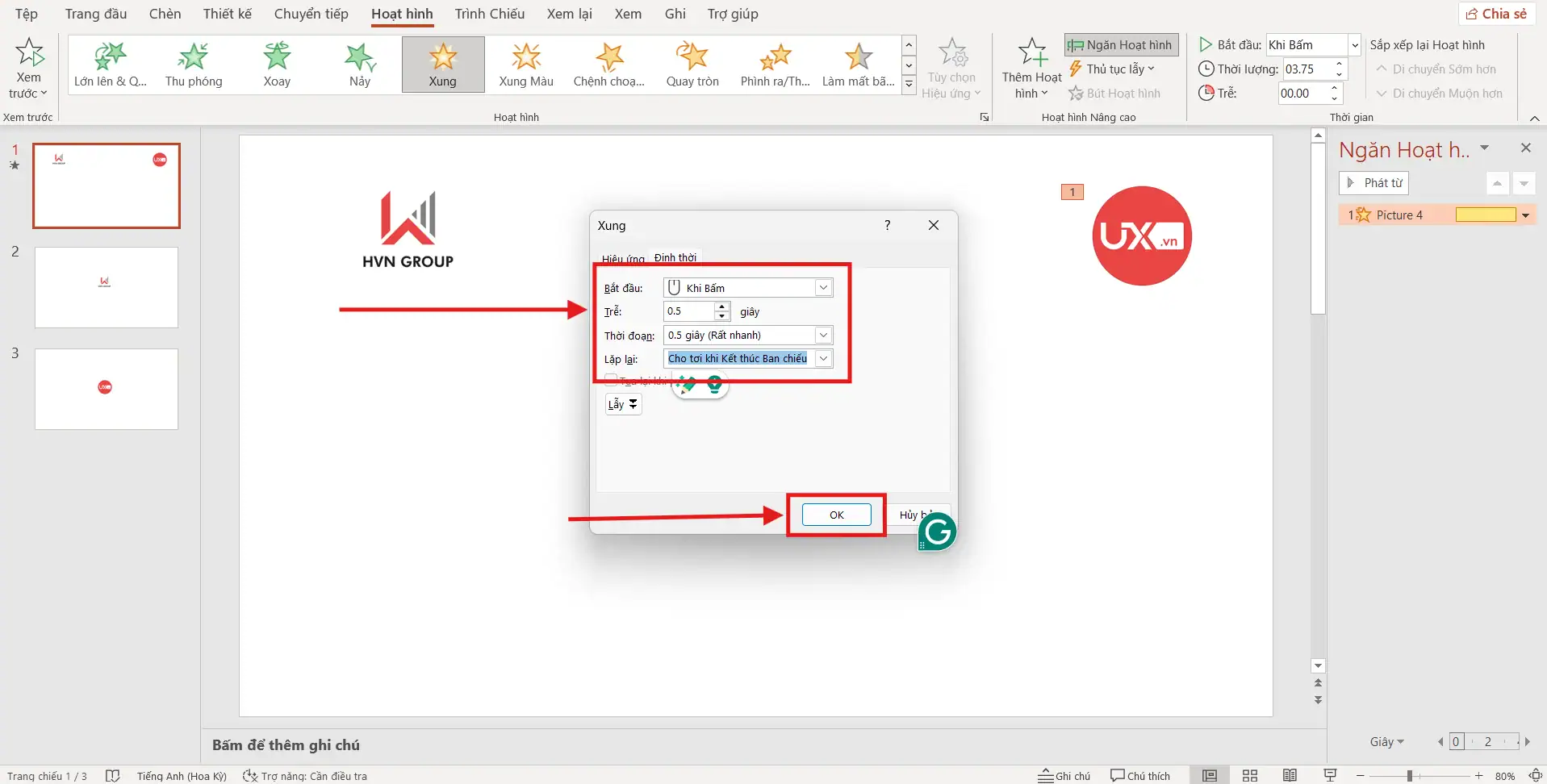Thiết lập cơ chế nhấp nháy liên tục