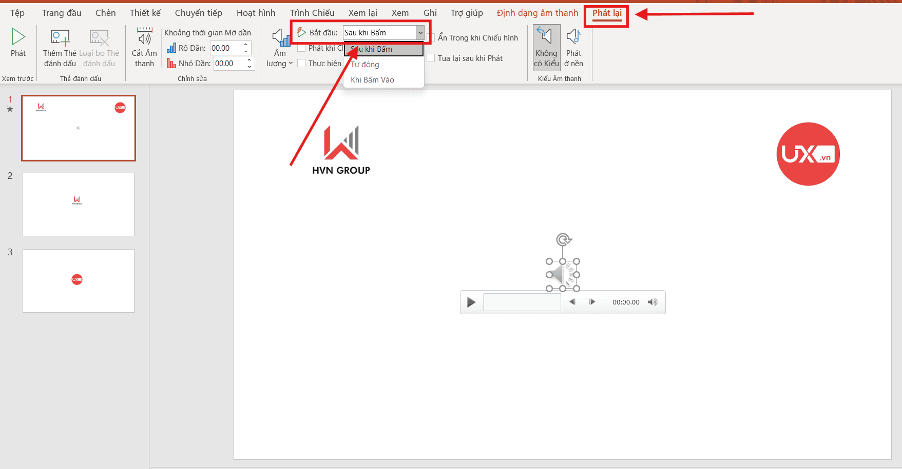 Tiếng vỗ tay trong PowerPoint