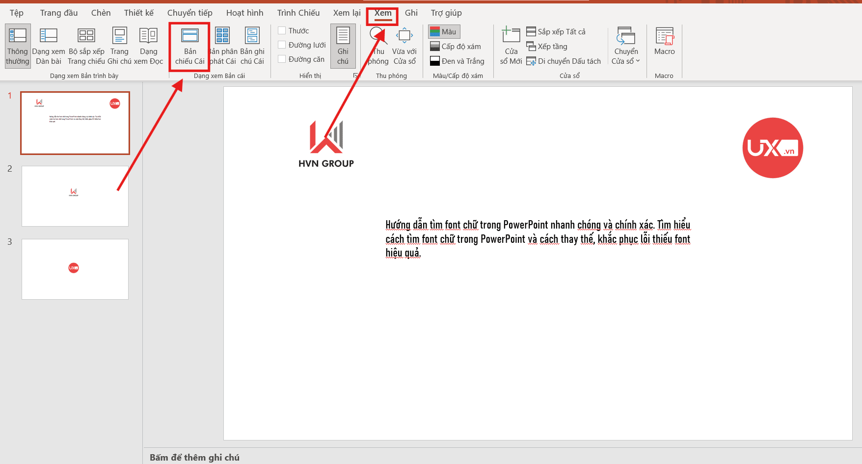 Tìm font chữ trong PowerPoint