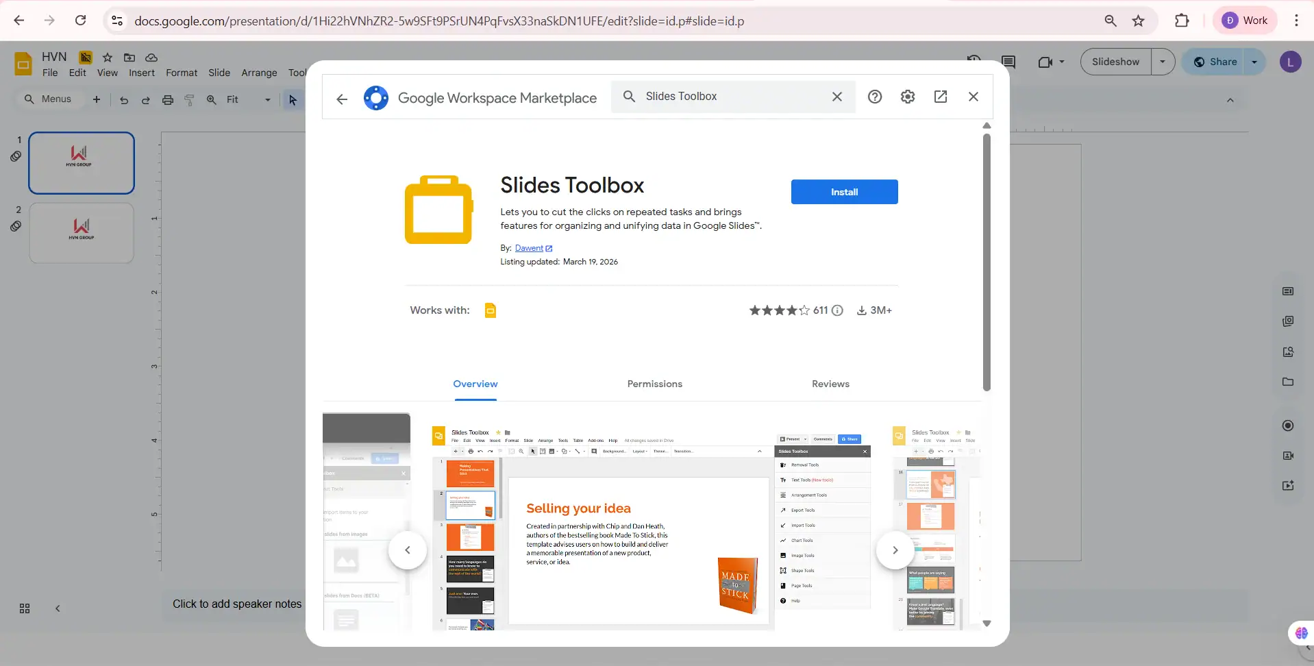 Addons slide toolbox