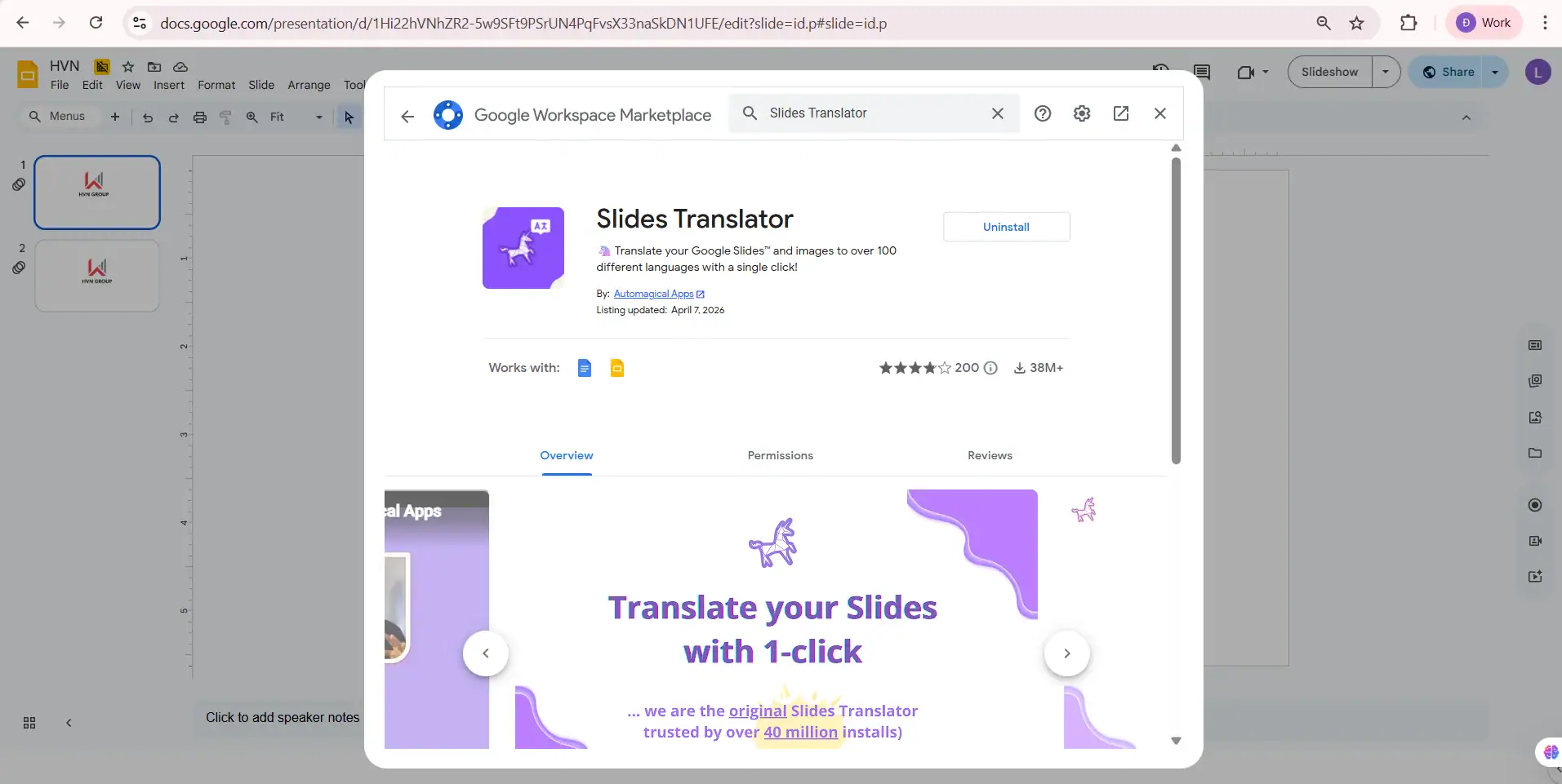Addons translator