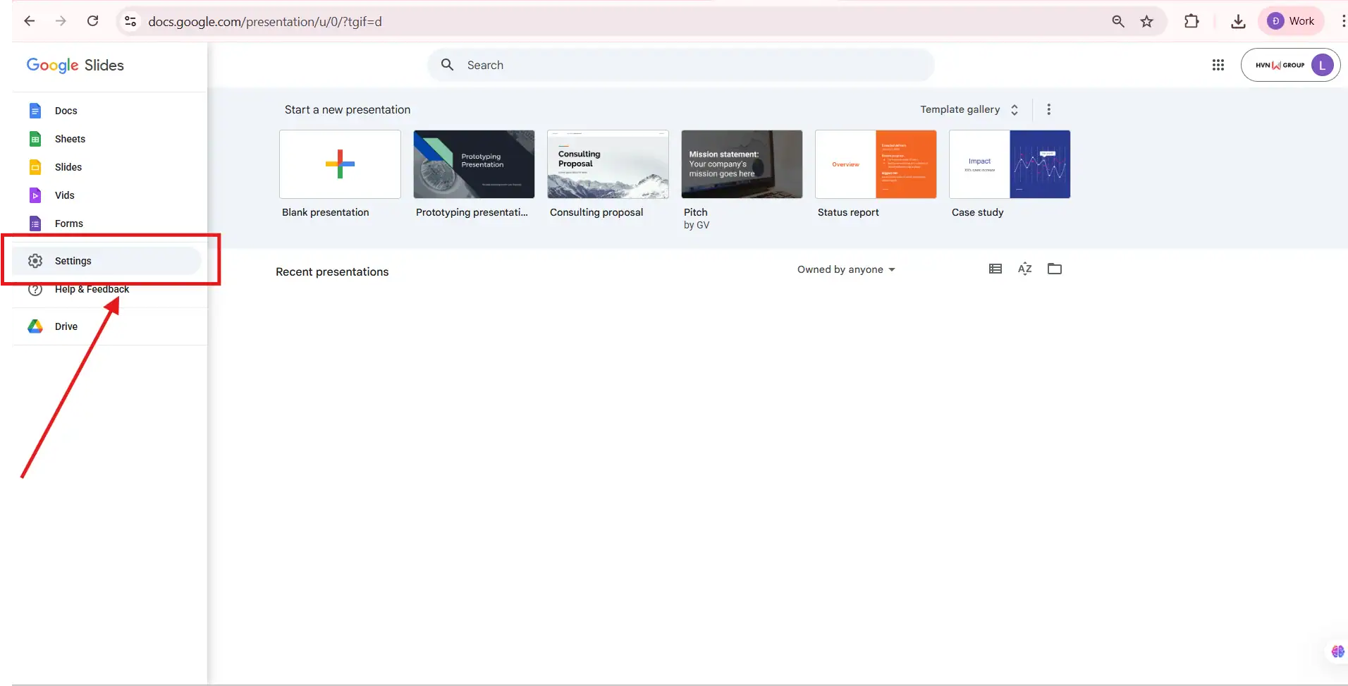 Bật Google slides offline