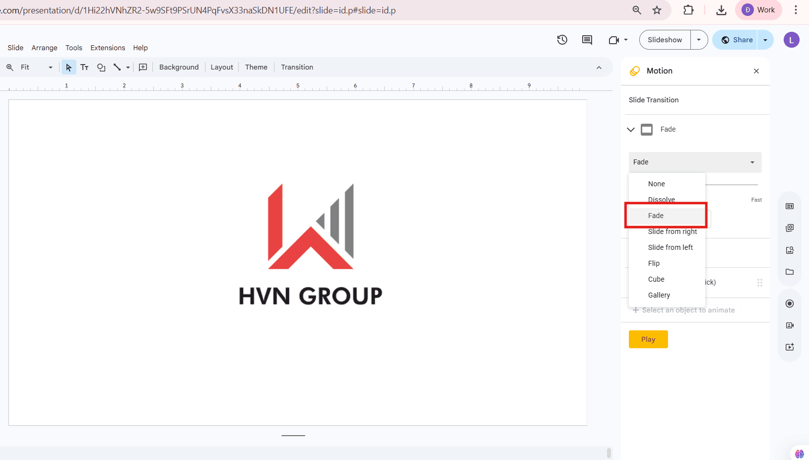 Các hiệu ứng phổ biến trong Google Slide