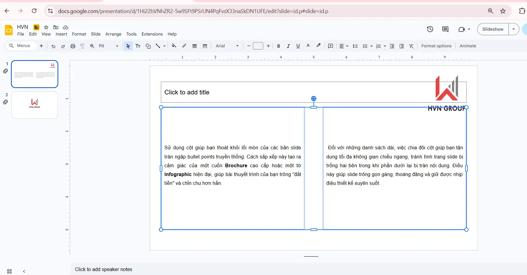 Cách chia cột bằng Layout