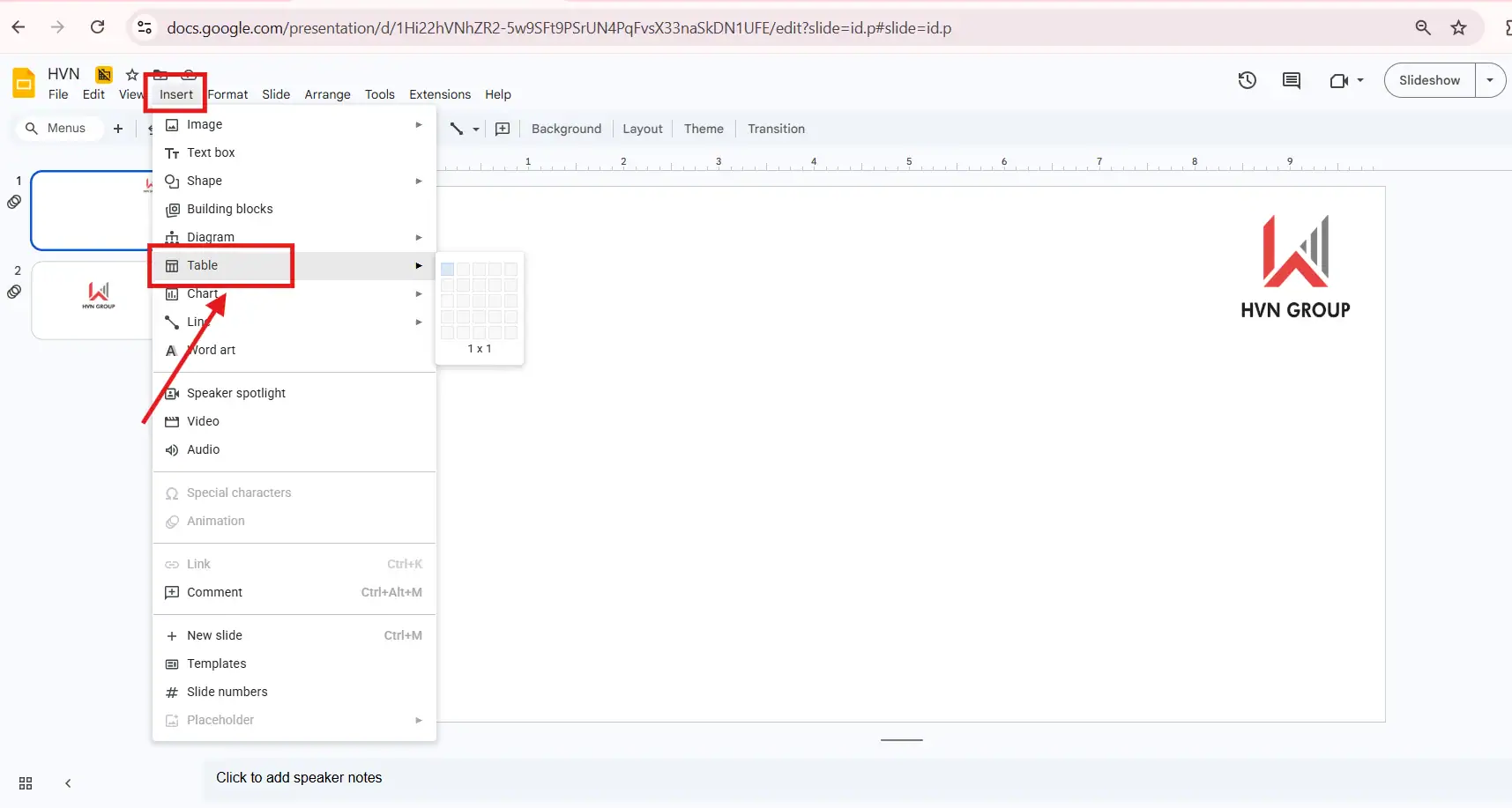 Chia cột bằng cách tạo bảng