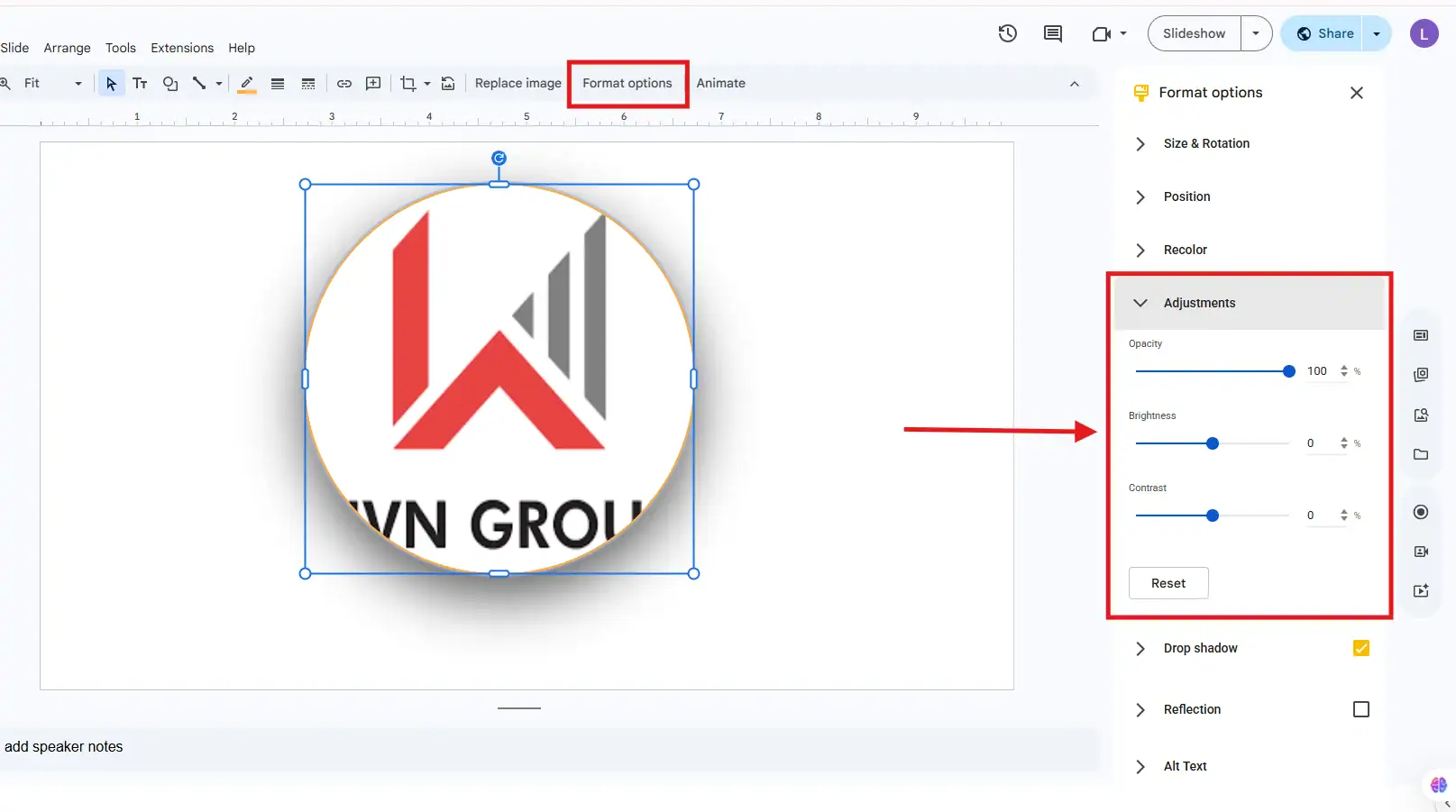 Điều chỉnh hình tròn