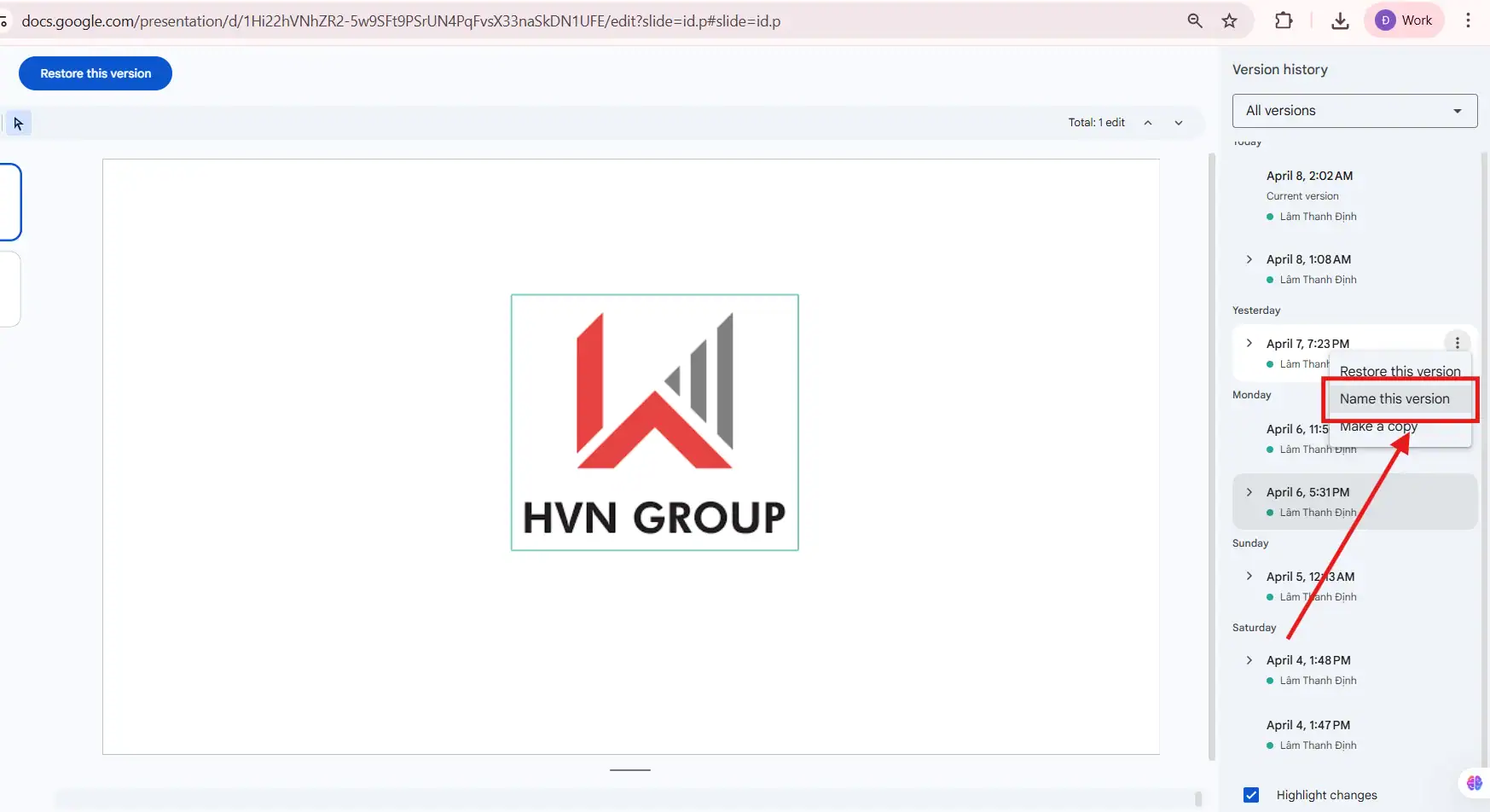Logo of HVN Group with design