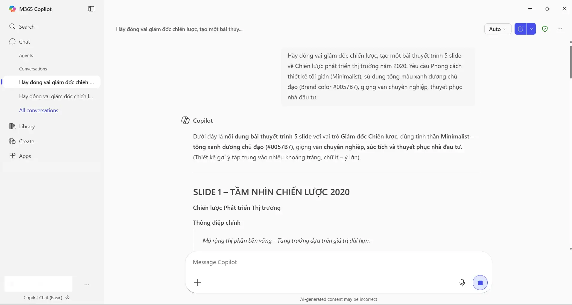 Dùng copilot để lên outline