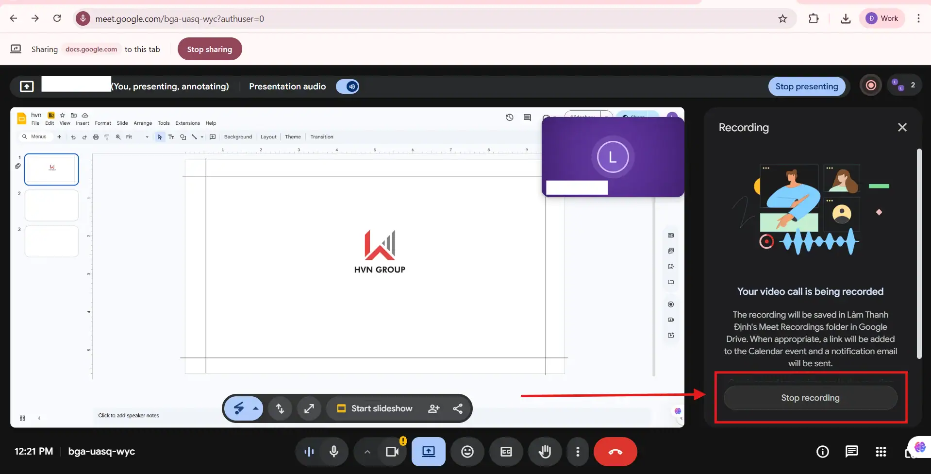Dừng ghi bài thuyết trình