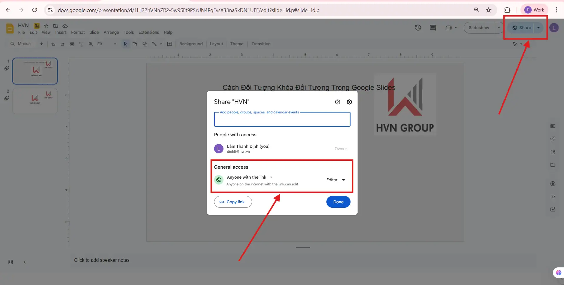 Lưu ý cách khóa đối tượng
