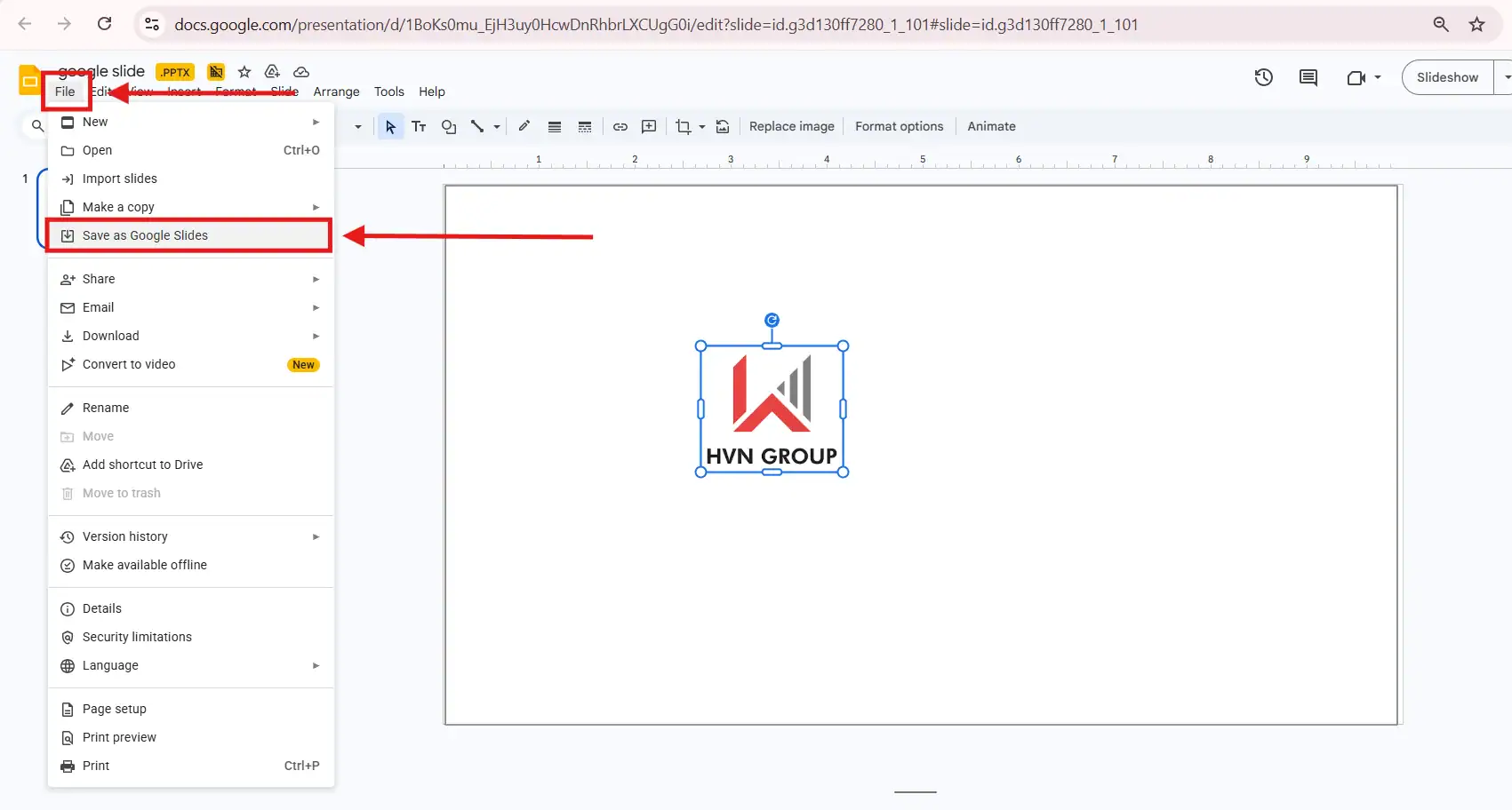 Save as Google Slide