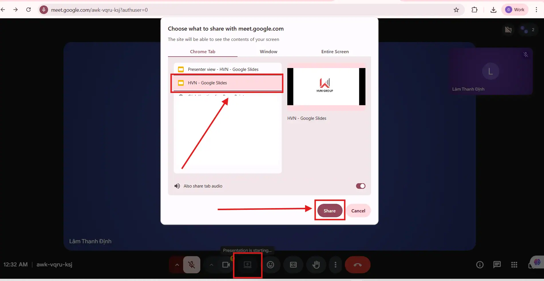 Sử dụng Presenter 