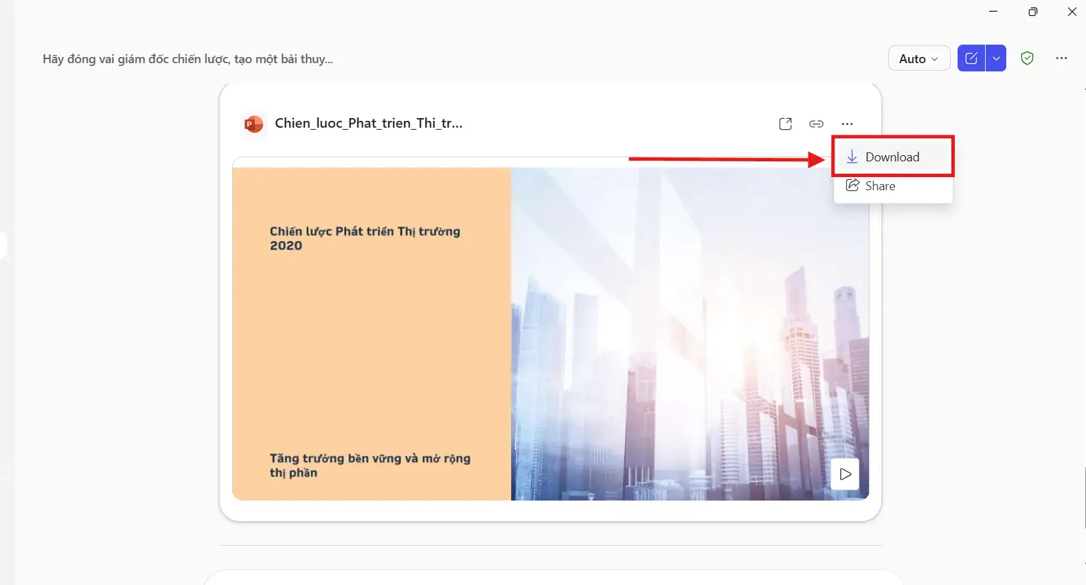 Tải file Pptx về chèn vào google slides