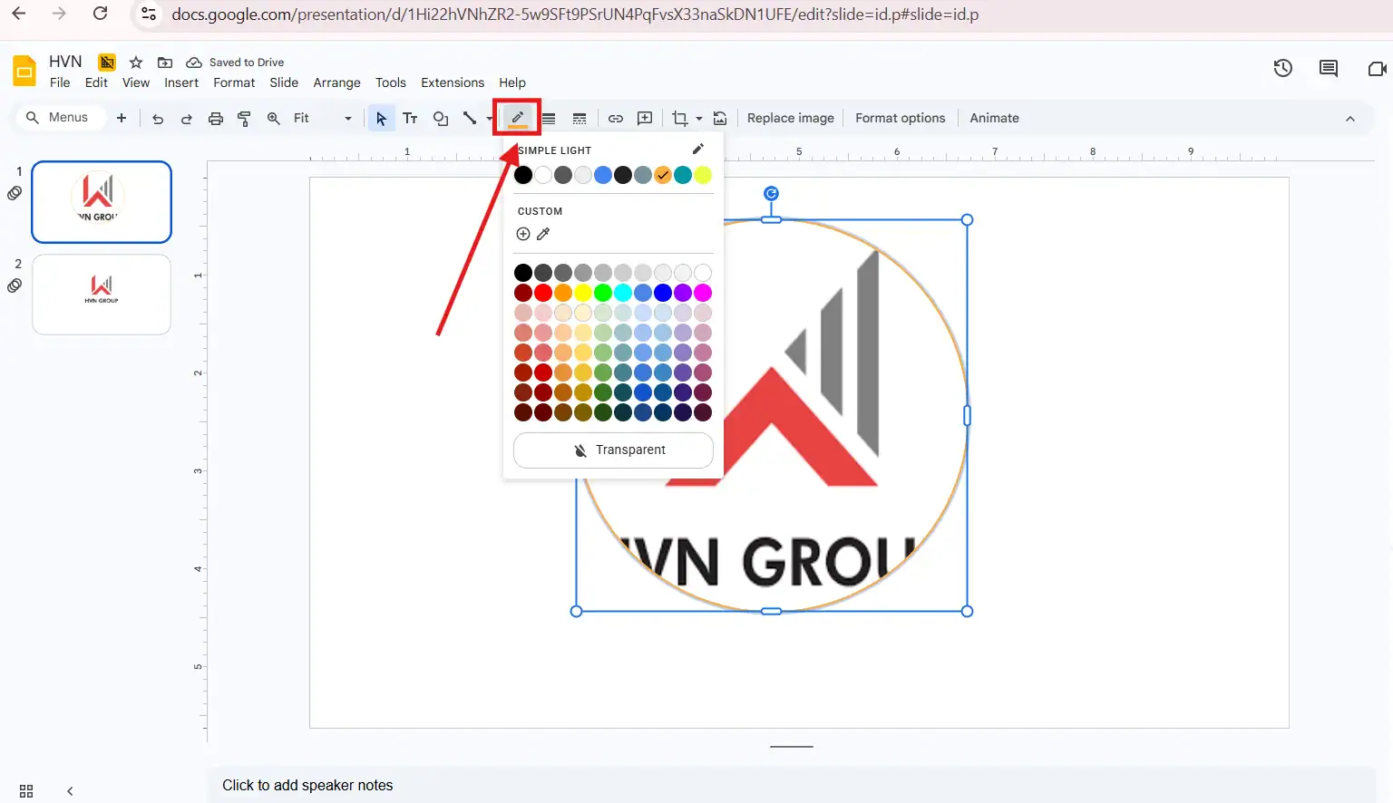 Thêm màu cho hình tròn