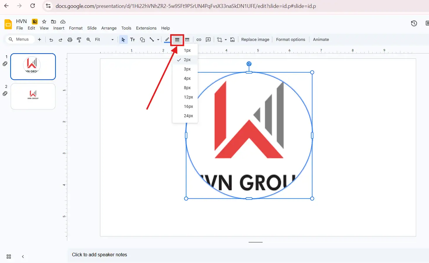 Thêm viền cho hình tròn