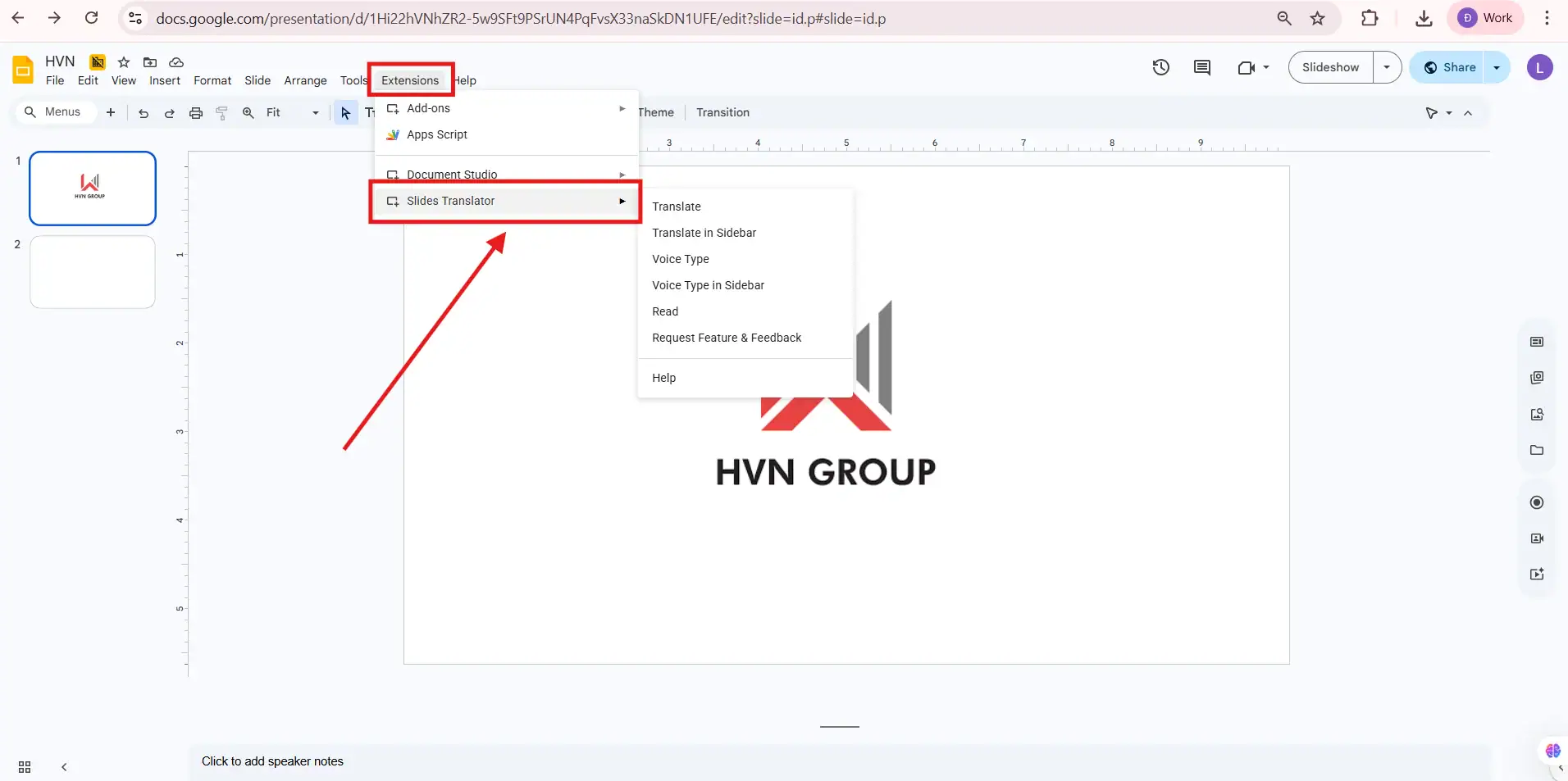 Tiện ích bổ sung trong Google Slides