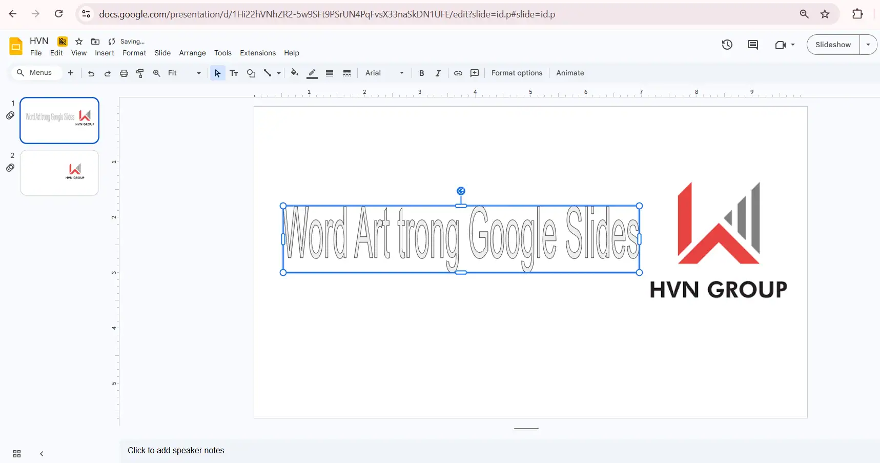 Word Art trên Google Slides