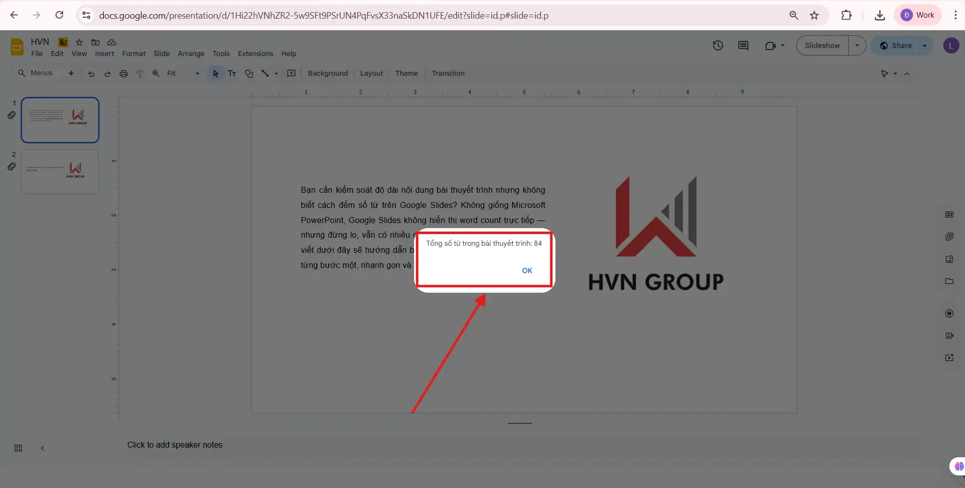 Word count bằng Extension