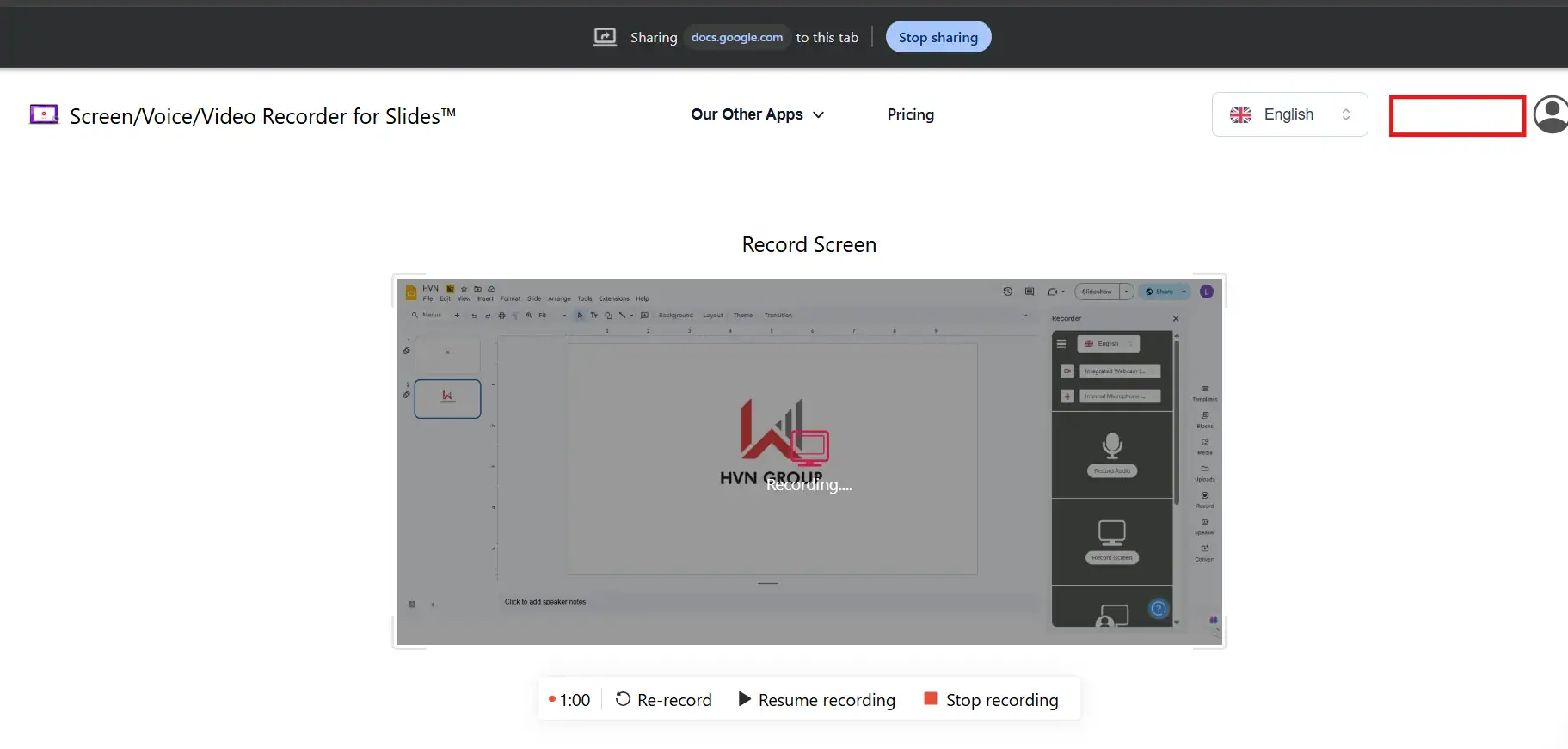 Ghi bài thuyết trình Google Slides